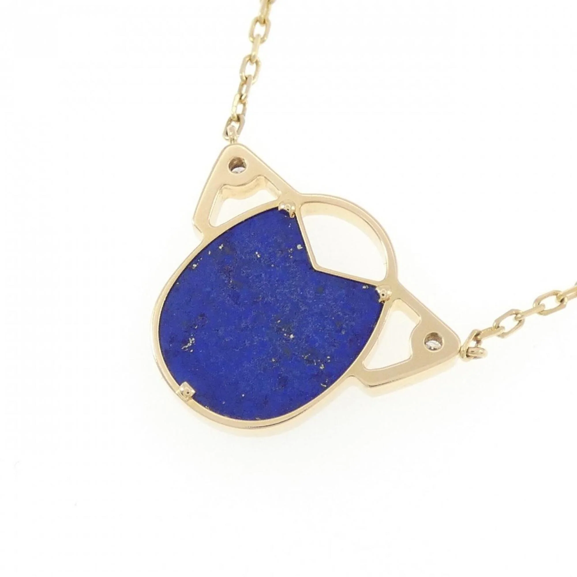 Scarab Pendant Necklace 18K Yellow Gold Diamond and Lapis Lazuli - Image 4