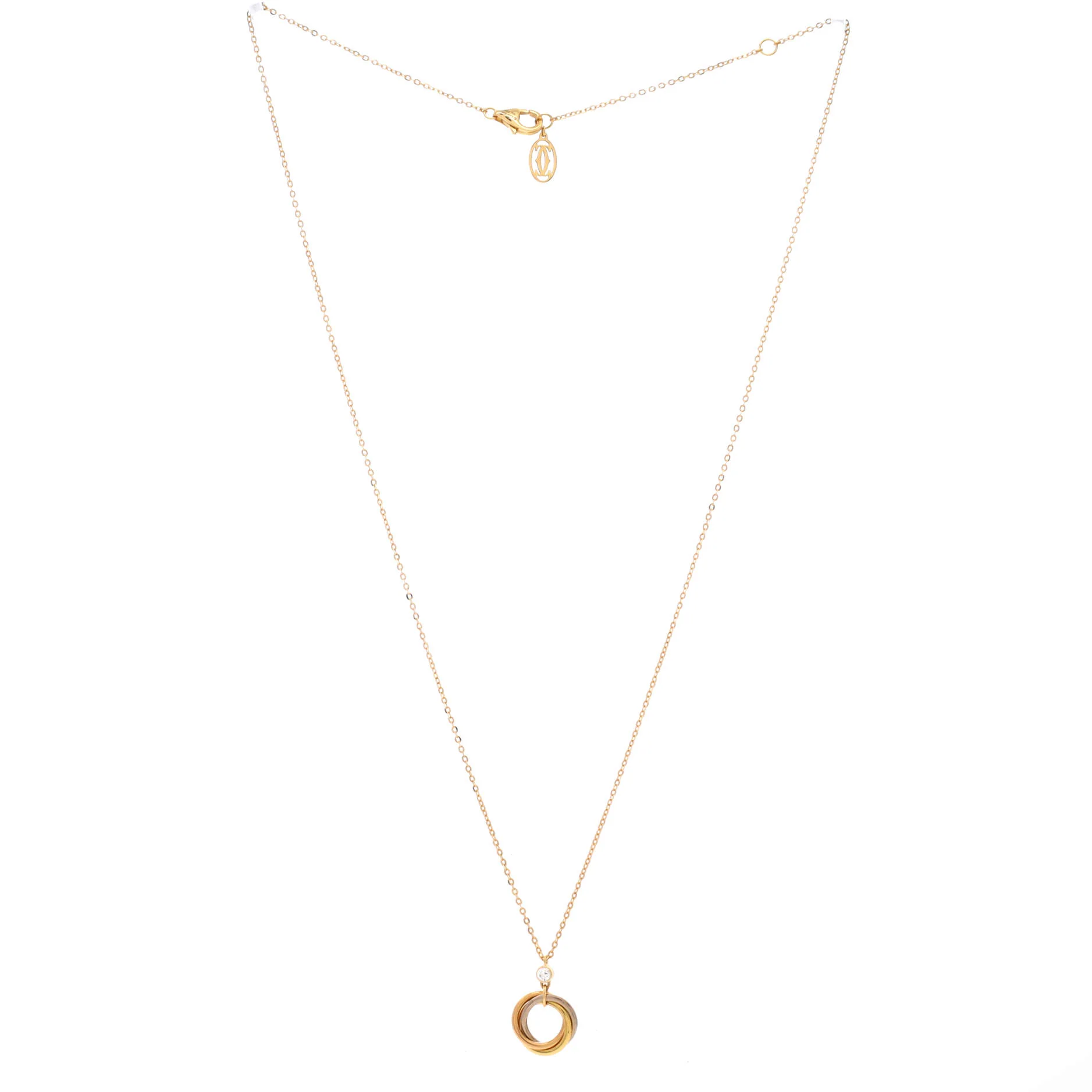 Trinity Pendant Necklace 18K Tricolor Gold with Diamond - Image 3