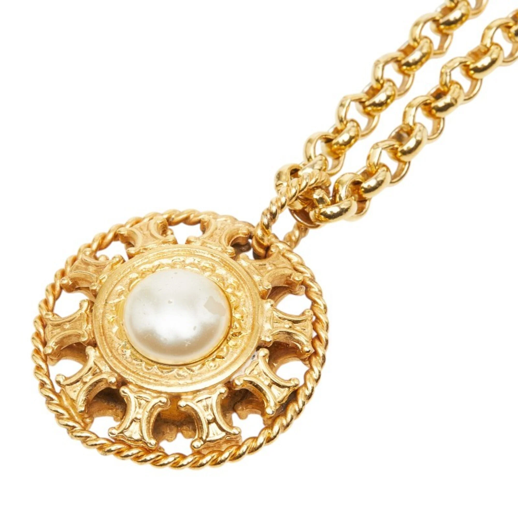 Pendant Necklace Gold Plated with Faux Pearl