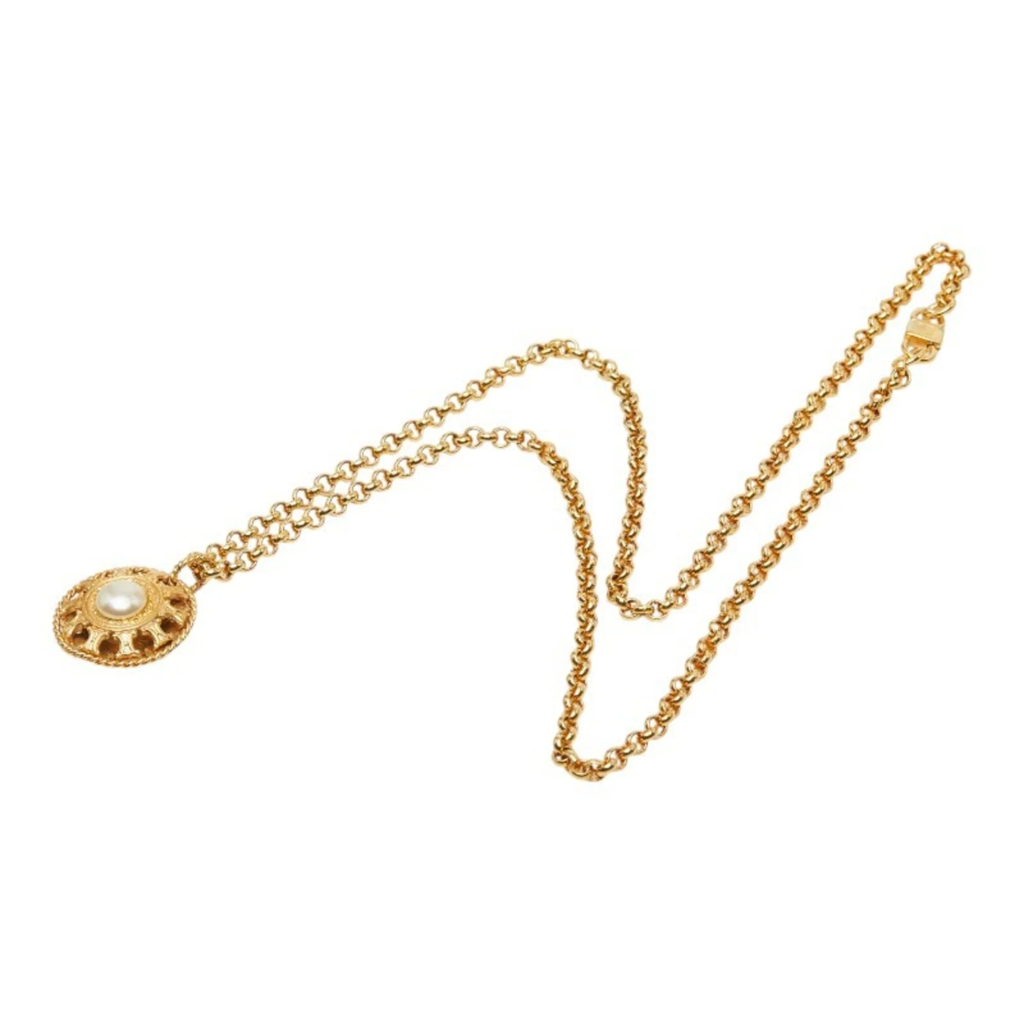 Pendant Necklace Gold Plated with Faux Pearl - Image 2