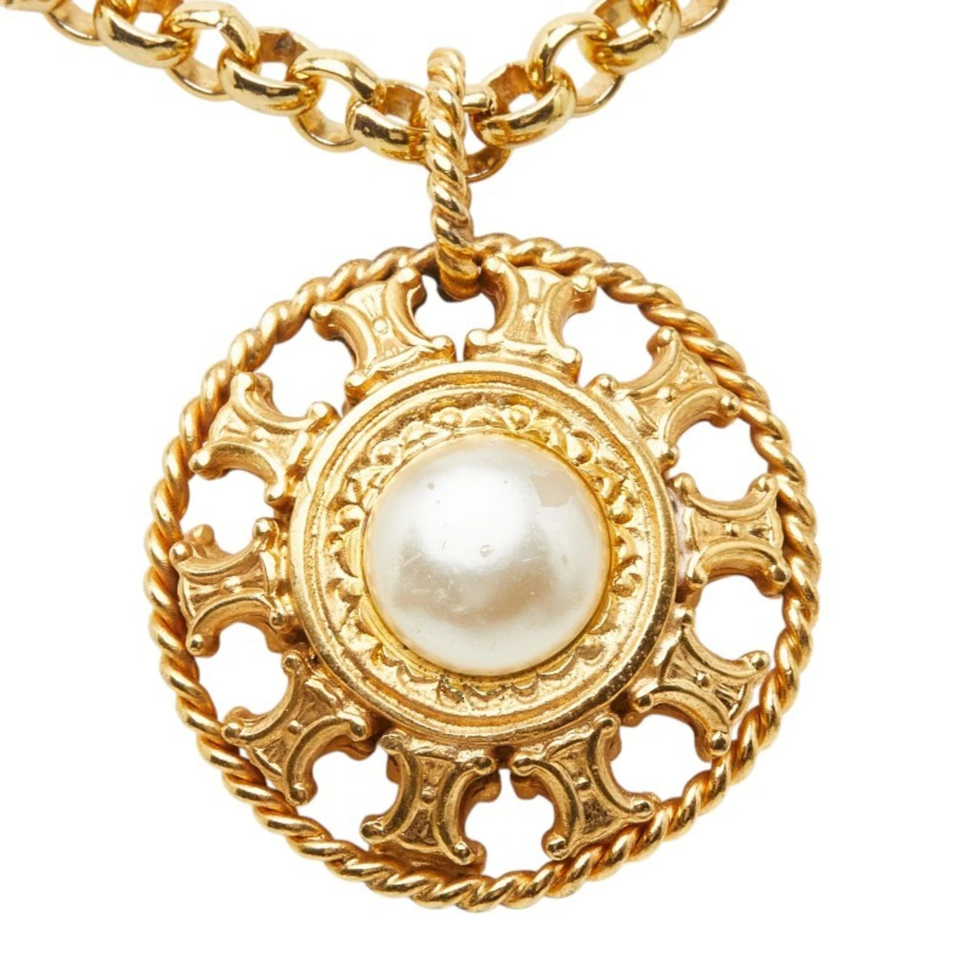 Pendant Necklace Gold Plated with Faux Pearl - Image 3