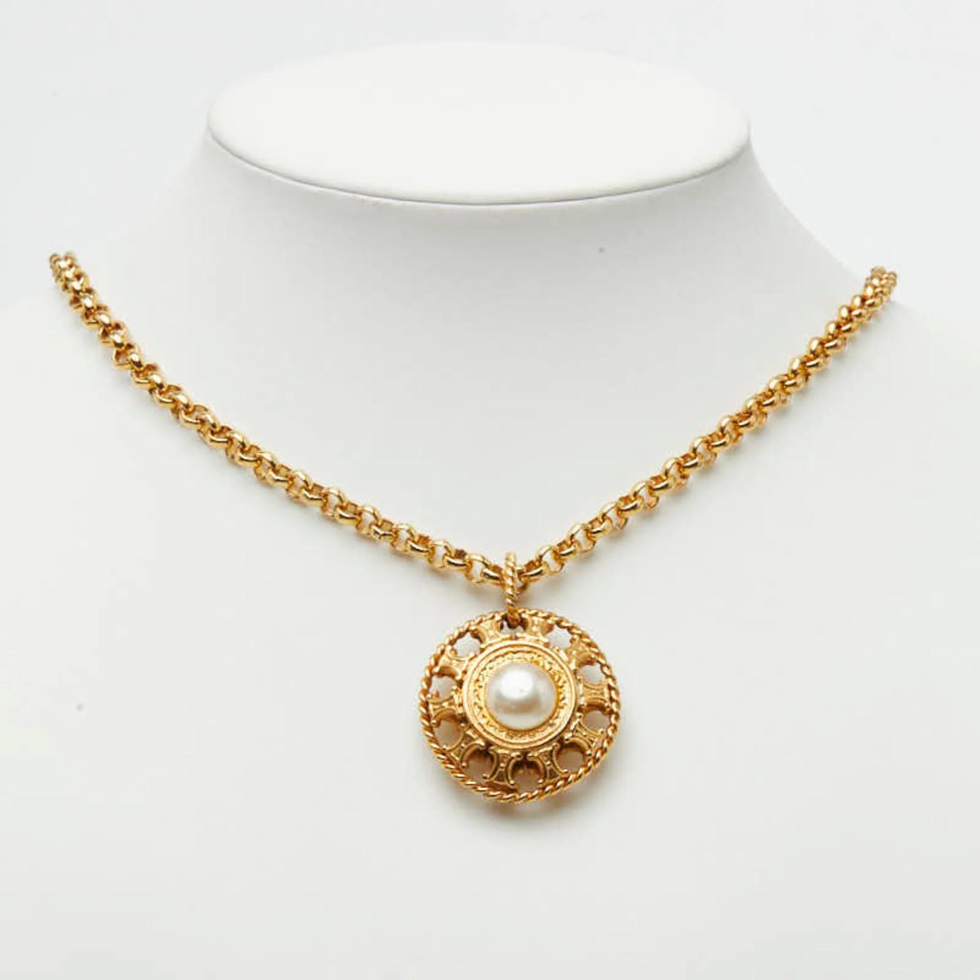 Pendant Necklace Gold Plated with Faux Pearl - Image 7