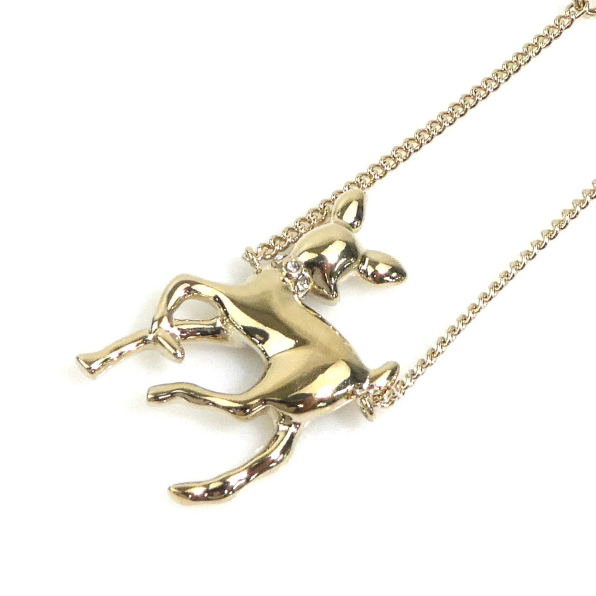 Bambi Pendant Necklace Metal With Faux Pearl Black Gold Green Off-White - Image 4