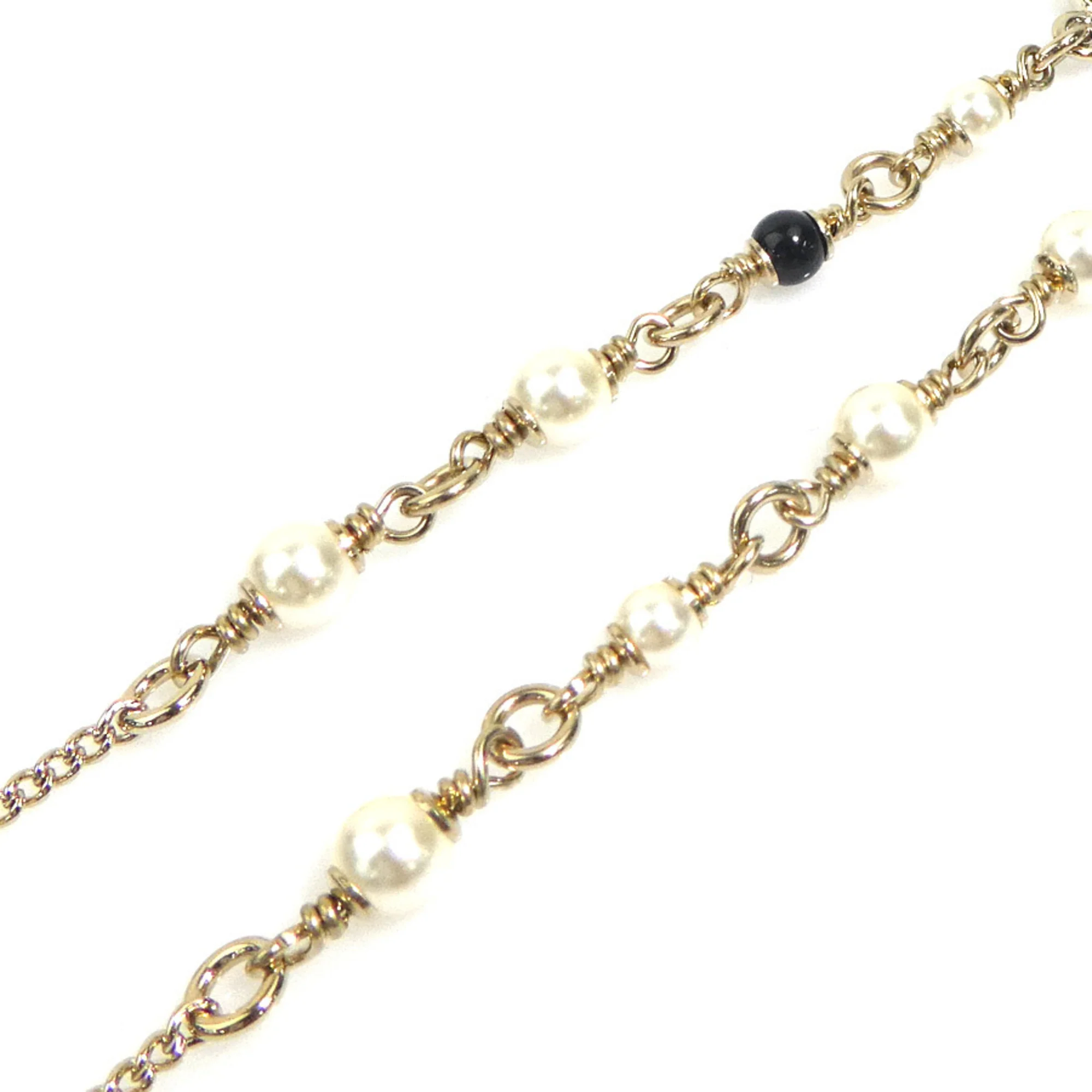 Bambi Pendant Necklace Metal With Faux Pearl Black Gold Green Off-White - Image 5