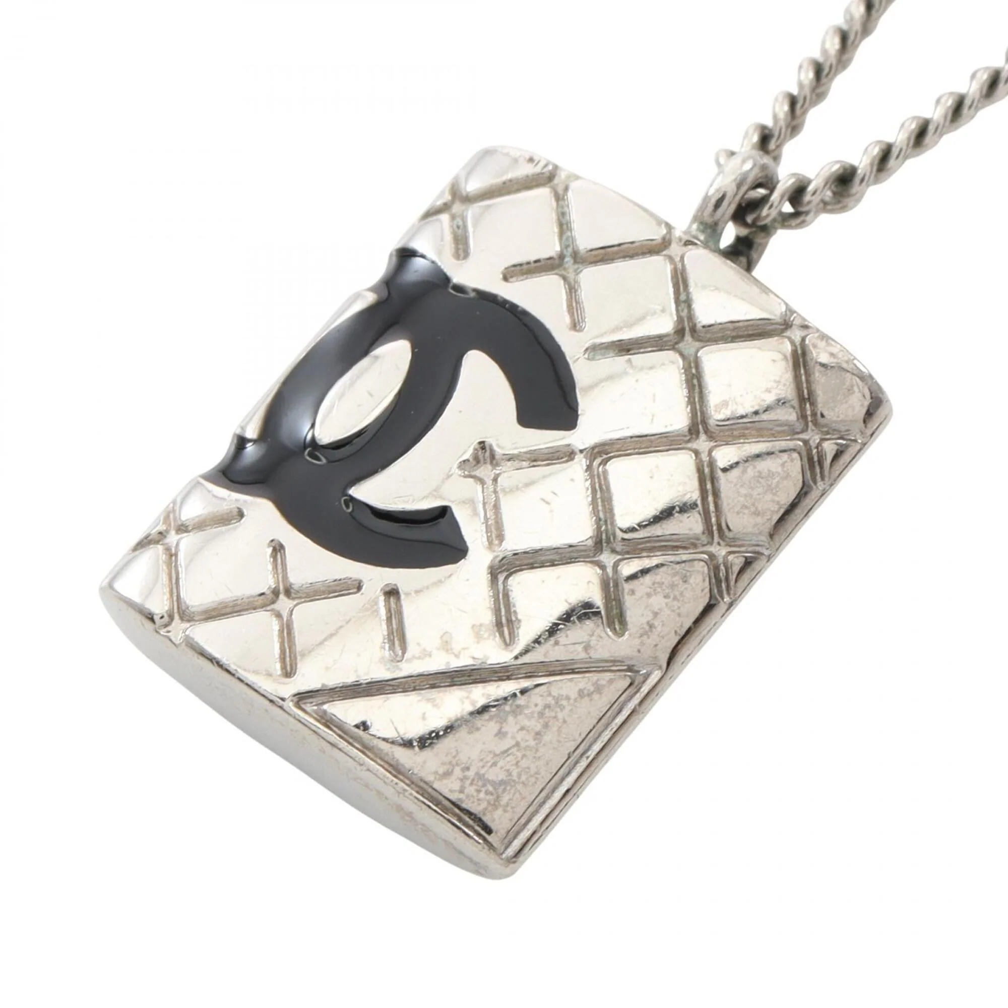 Cambon Pendant Necklace Metal Silver and Black