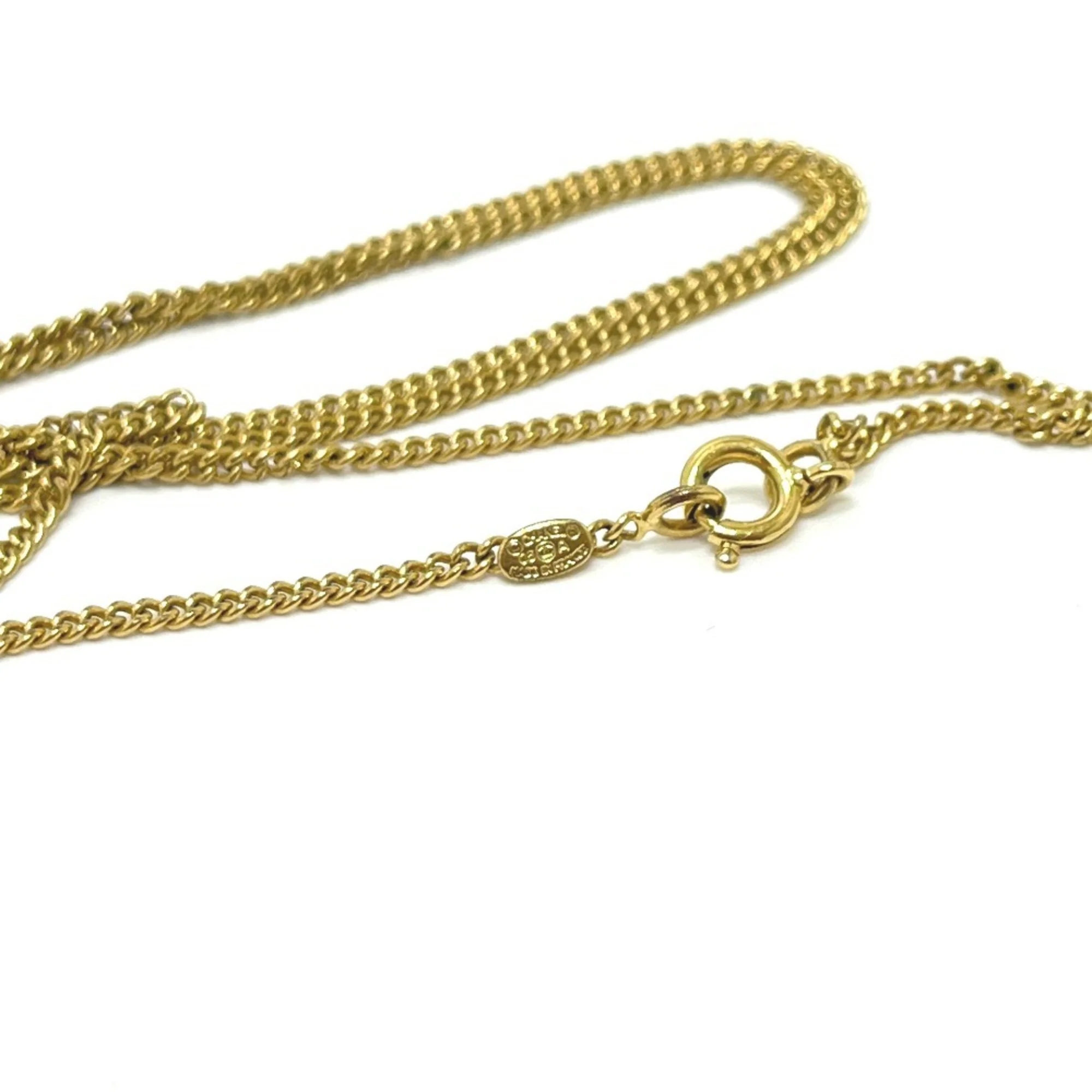 CC Logo Chain Flower Pendant Necklace Gold-Tone Metal - Image 6