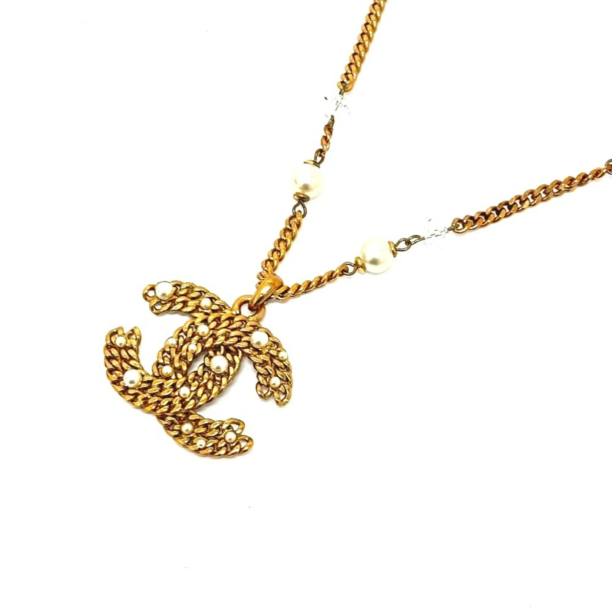 CC Logo Chain Pendant Necklace Gold-Tone Metal - Image 2