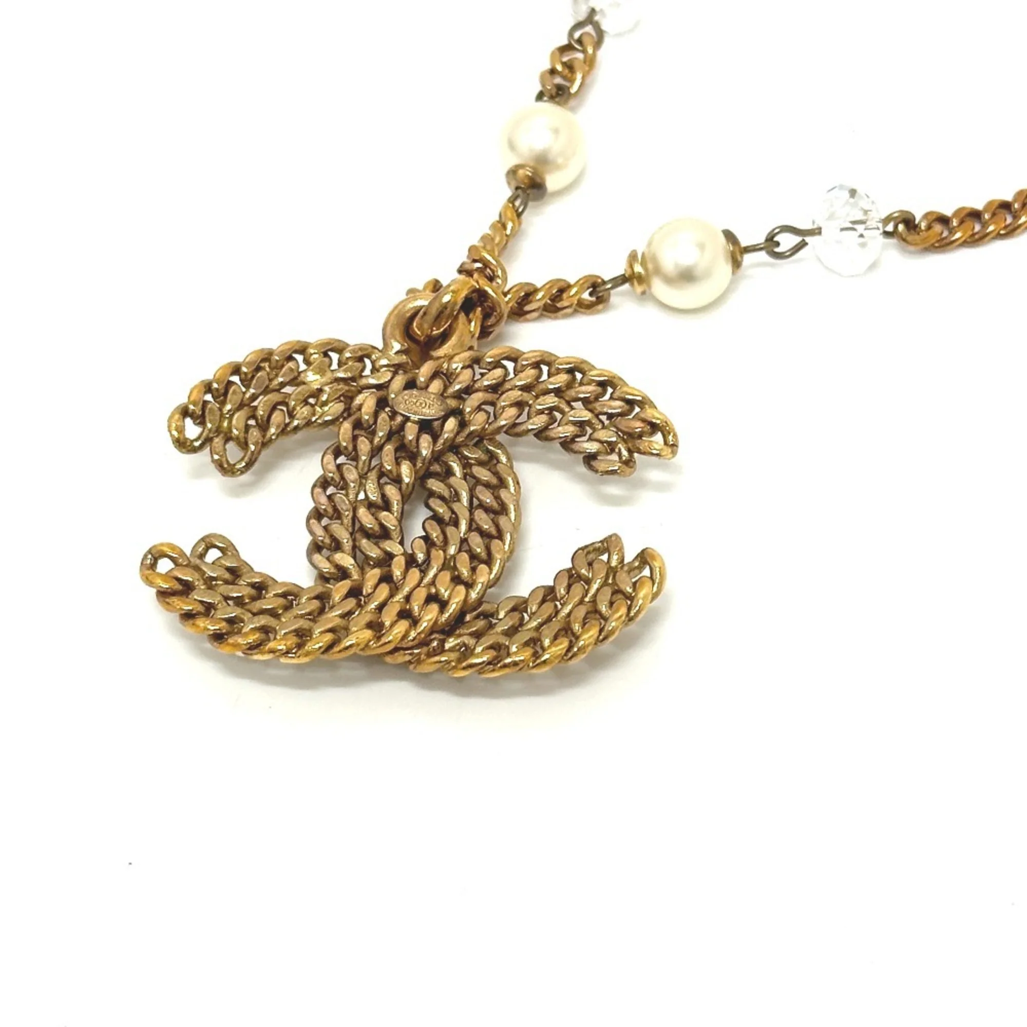 CC Logo Chain Pendant Necklace Gold-Tone Metal - Image 5