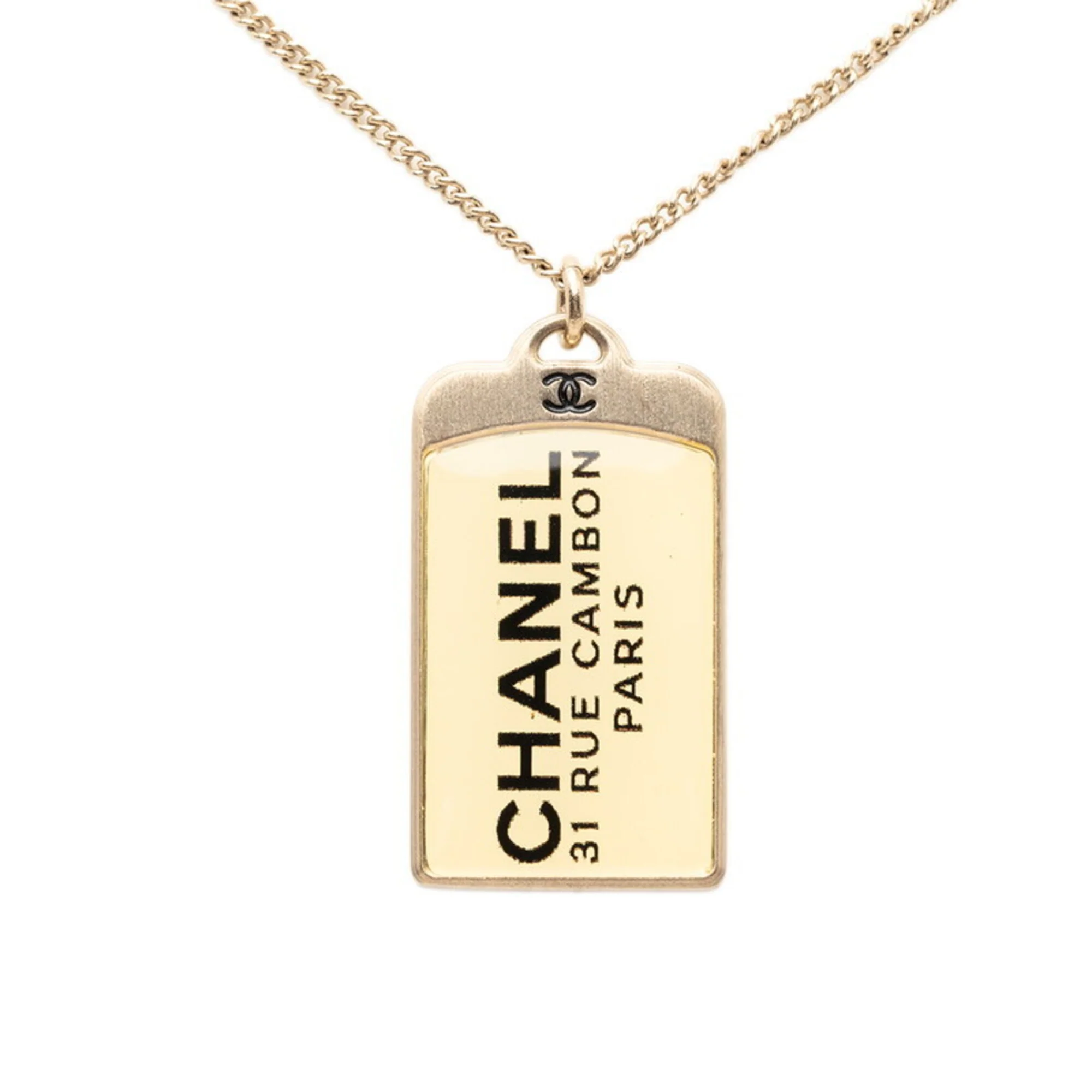 CC Logo Chain Pendant Necklace Metal