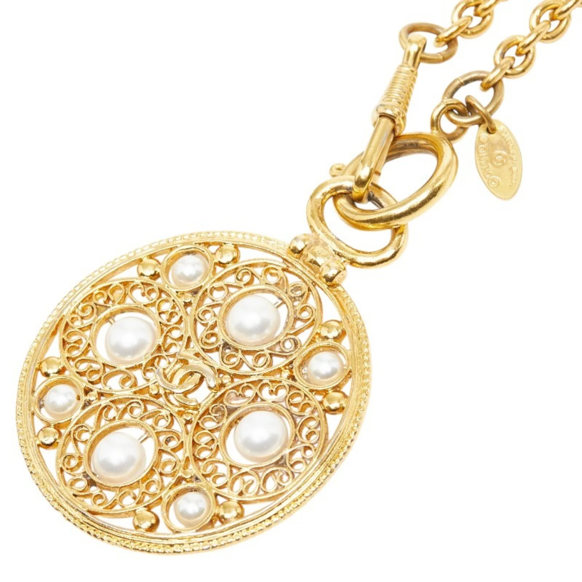 CC Logo Chain Pendant Necklace Metal