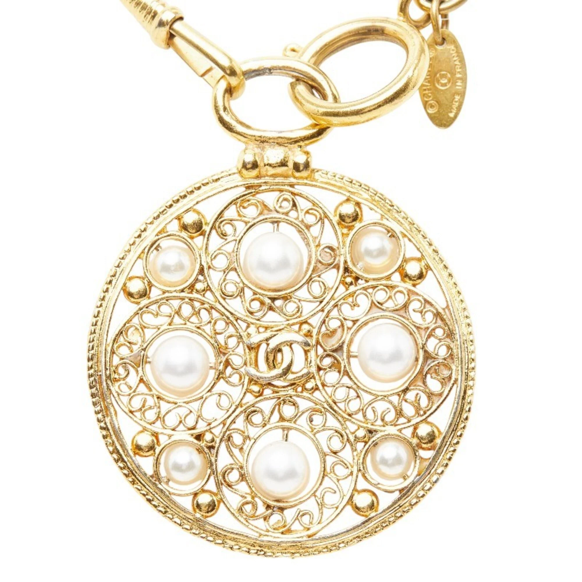 CC Logo Chain Pendant Necklace Metal - Image 3