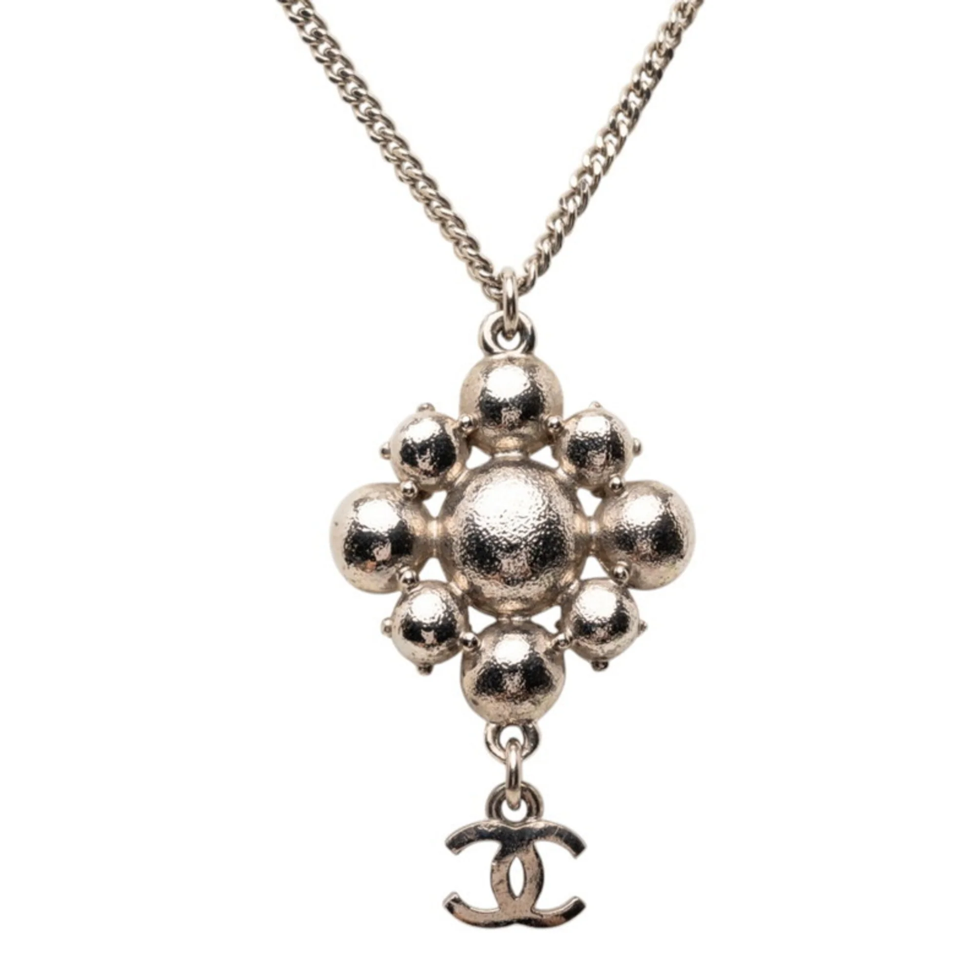 CC Logo Chain Pendant Necklace Silver-Tone Metal - Image 2