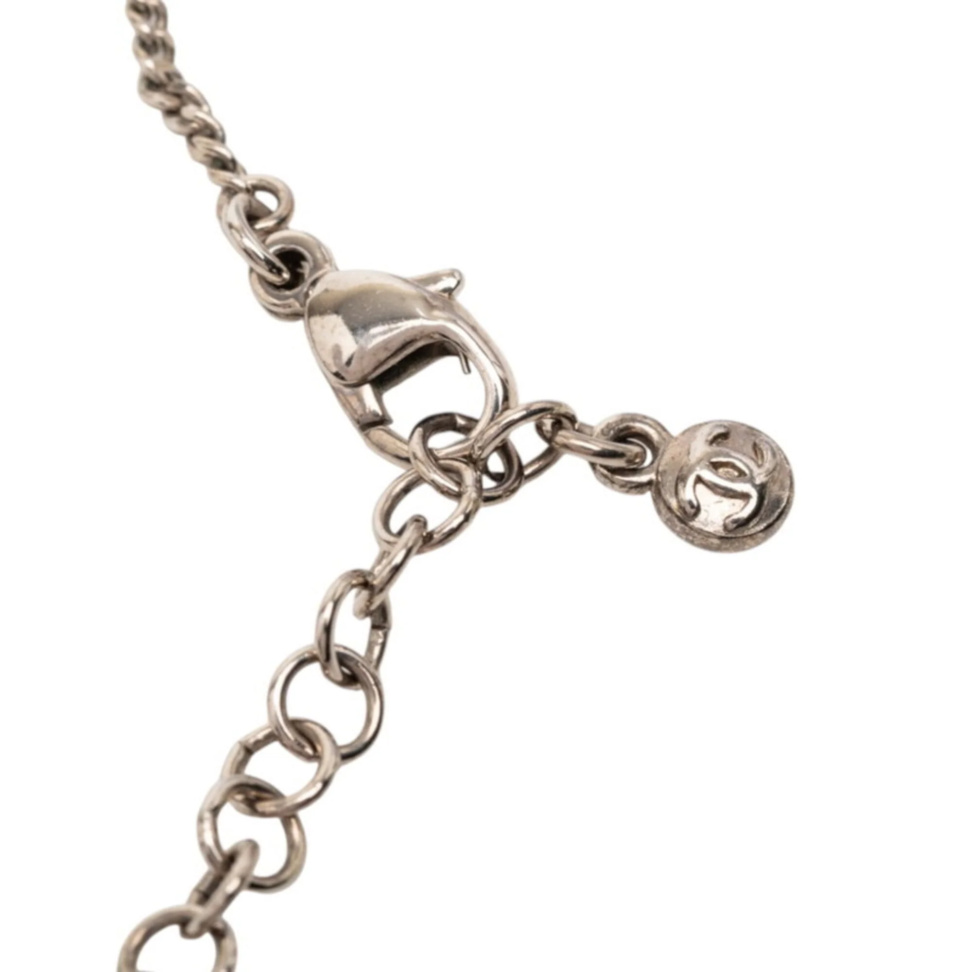 CC Logo Chain Pendant Necklace Silver-Tone Metal - Image 3
