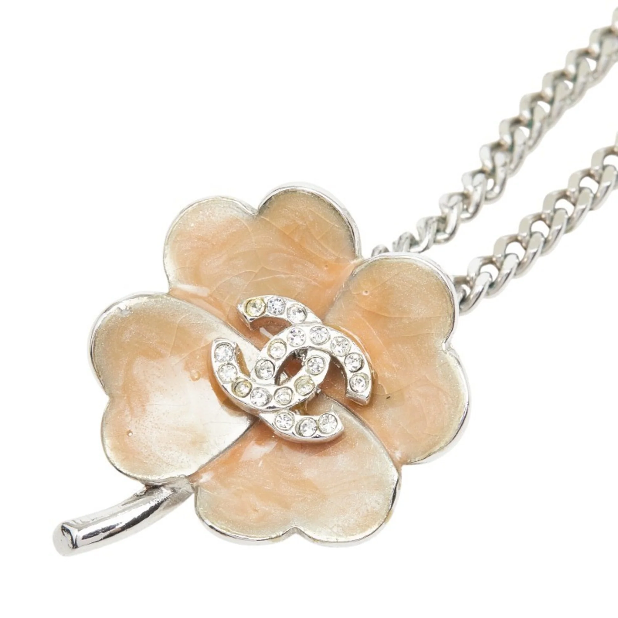 CC Logo Chain Pendant Necklace Silver-Tone Metal