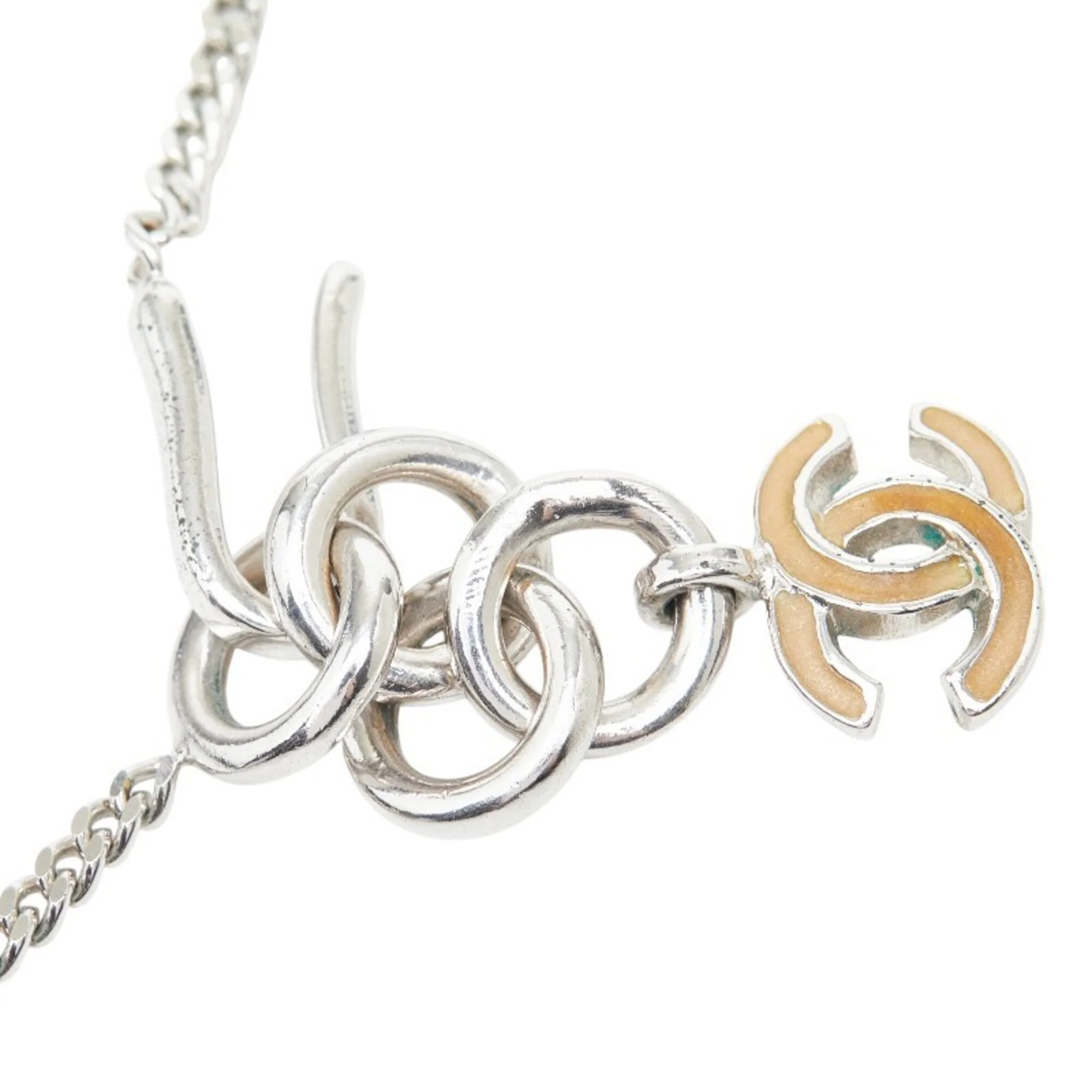 CC Logo Chain Pendant Necklace Silver-Tone Metal - Image 5
