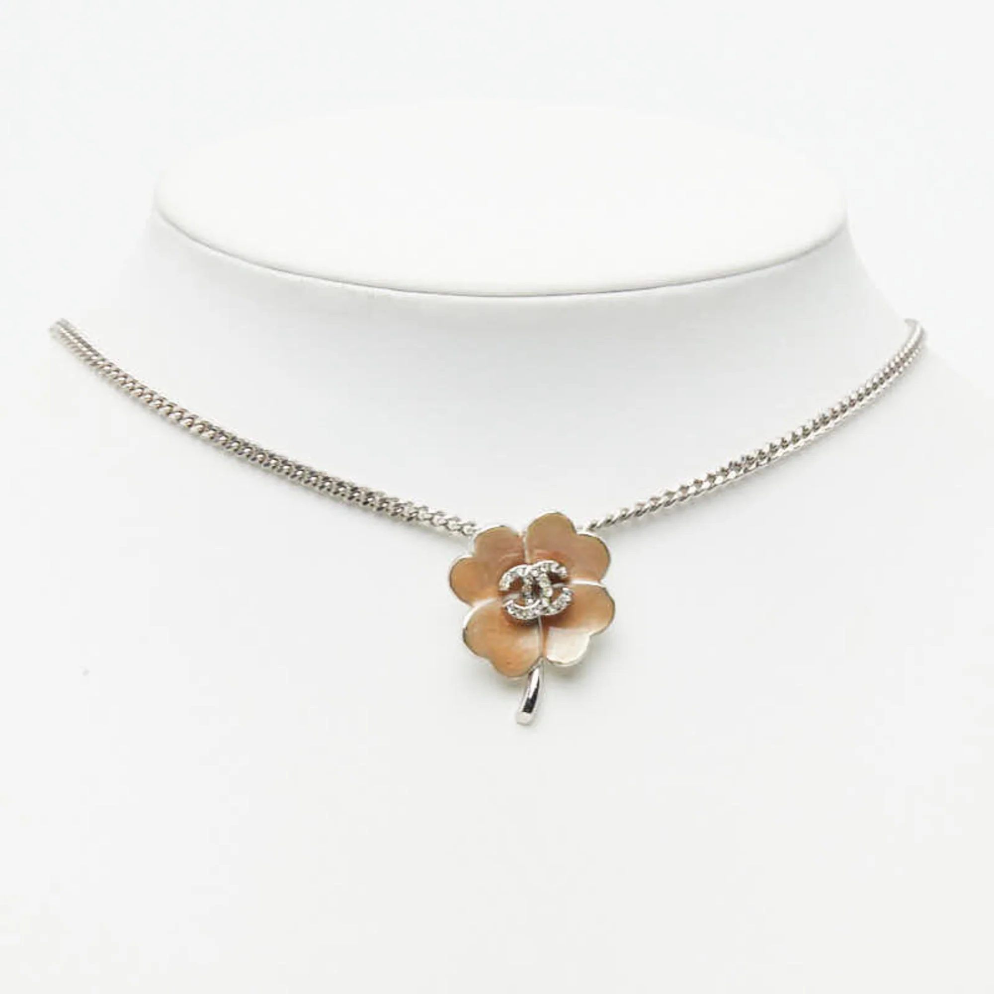CC Logo Chain Pendant Necklace Silver-Tone Metal - Image 6