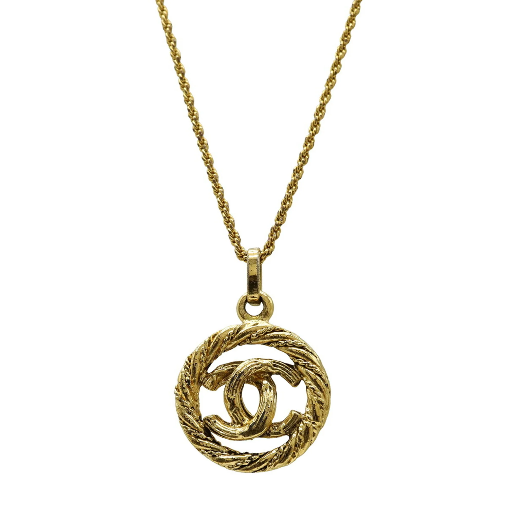 CC Logo Circle Pendant Necklace Metal