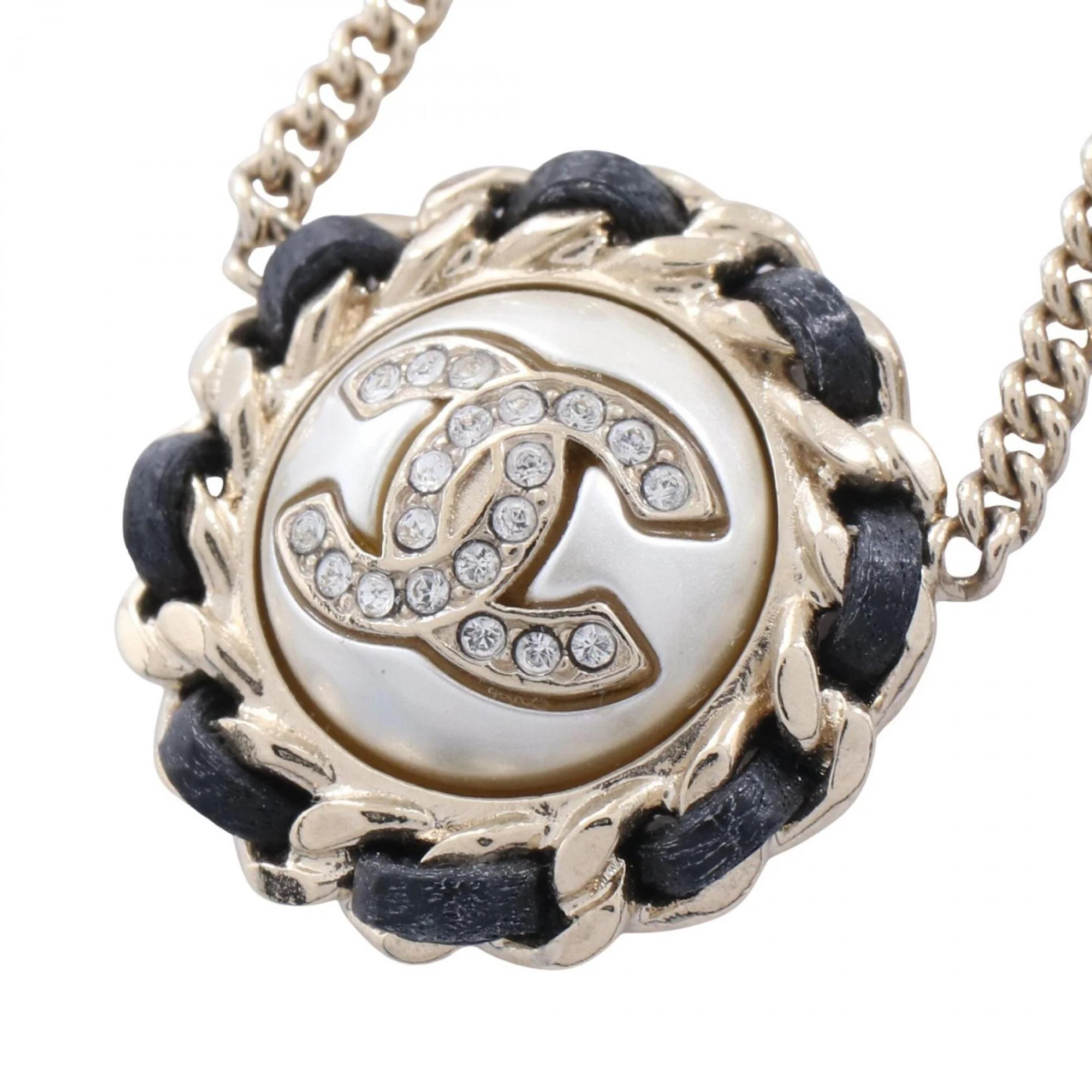 CC Logo Circle Pendant Necklace Metal