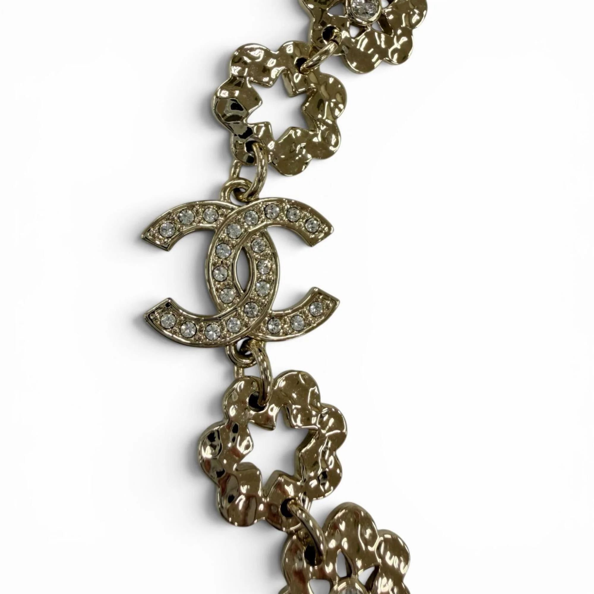 CC Logo Flower Pendant Necklace Metal - Image 2