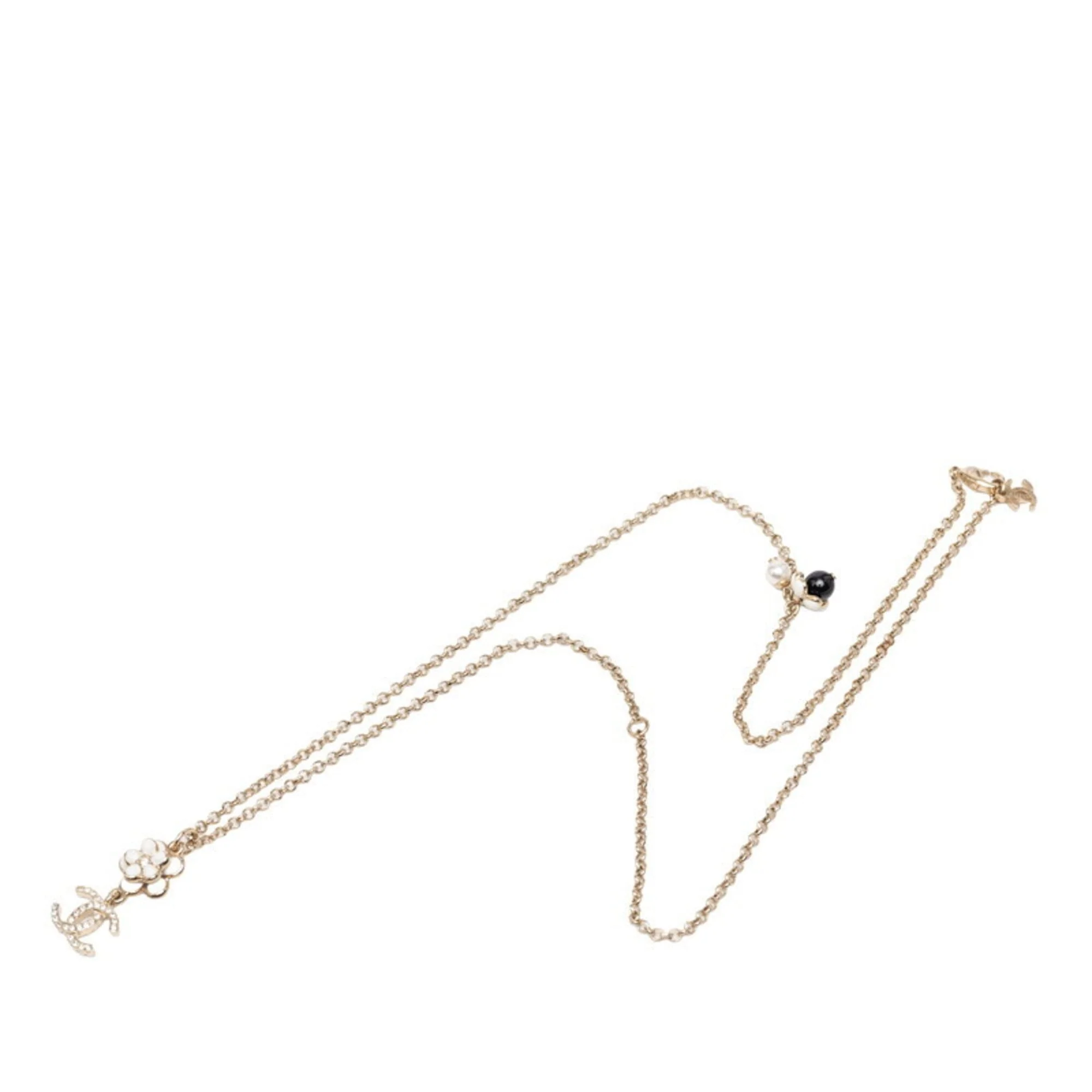 CC Logo Flower Pendant Necklace Metal - Image 3