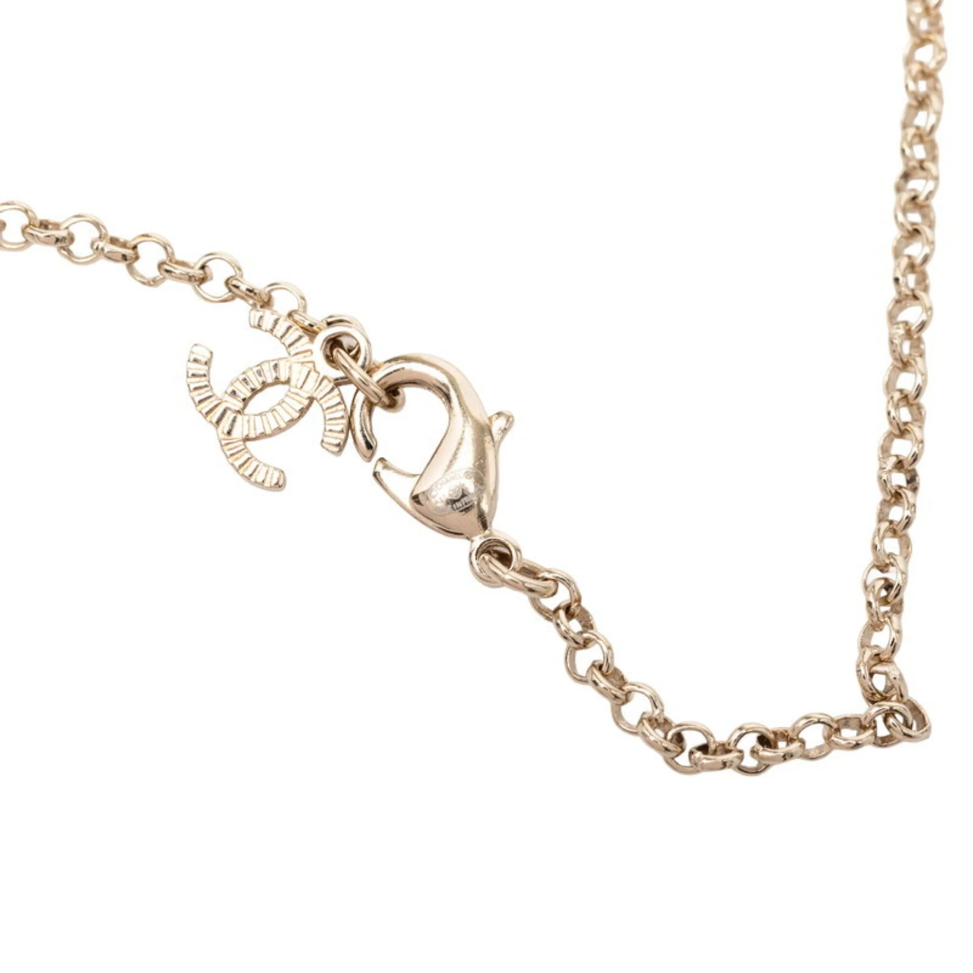 CC Logo Flower Pendant Necklace Metal - Image 4