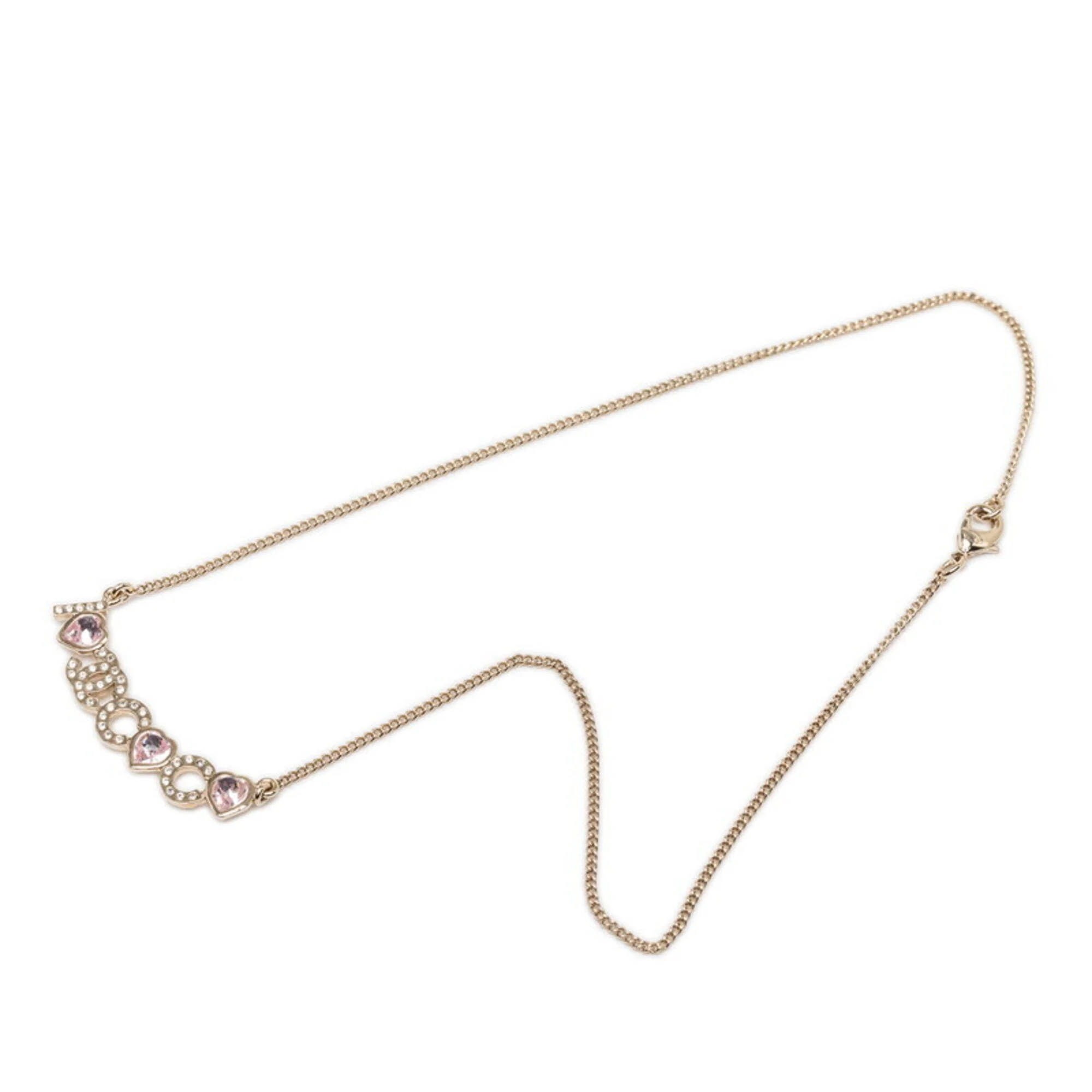 CC Logo Heart Pendant Necklace Gold-Tone Metal - Image 3