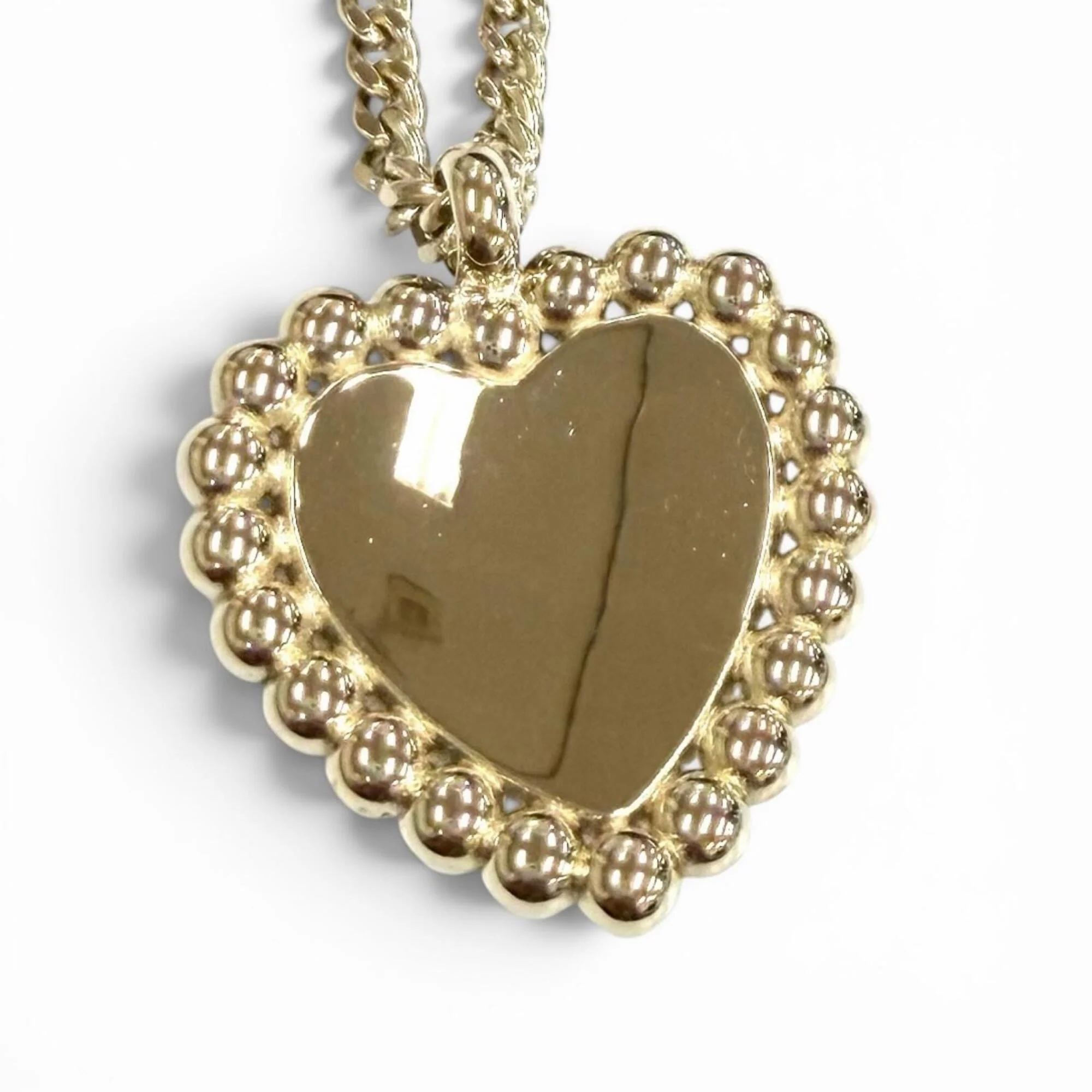 CC Logo Heart Pendant Necklace Metal - Image 3