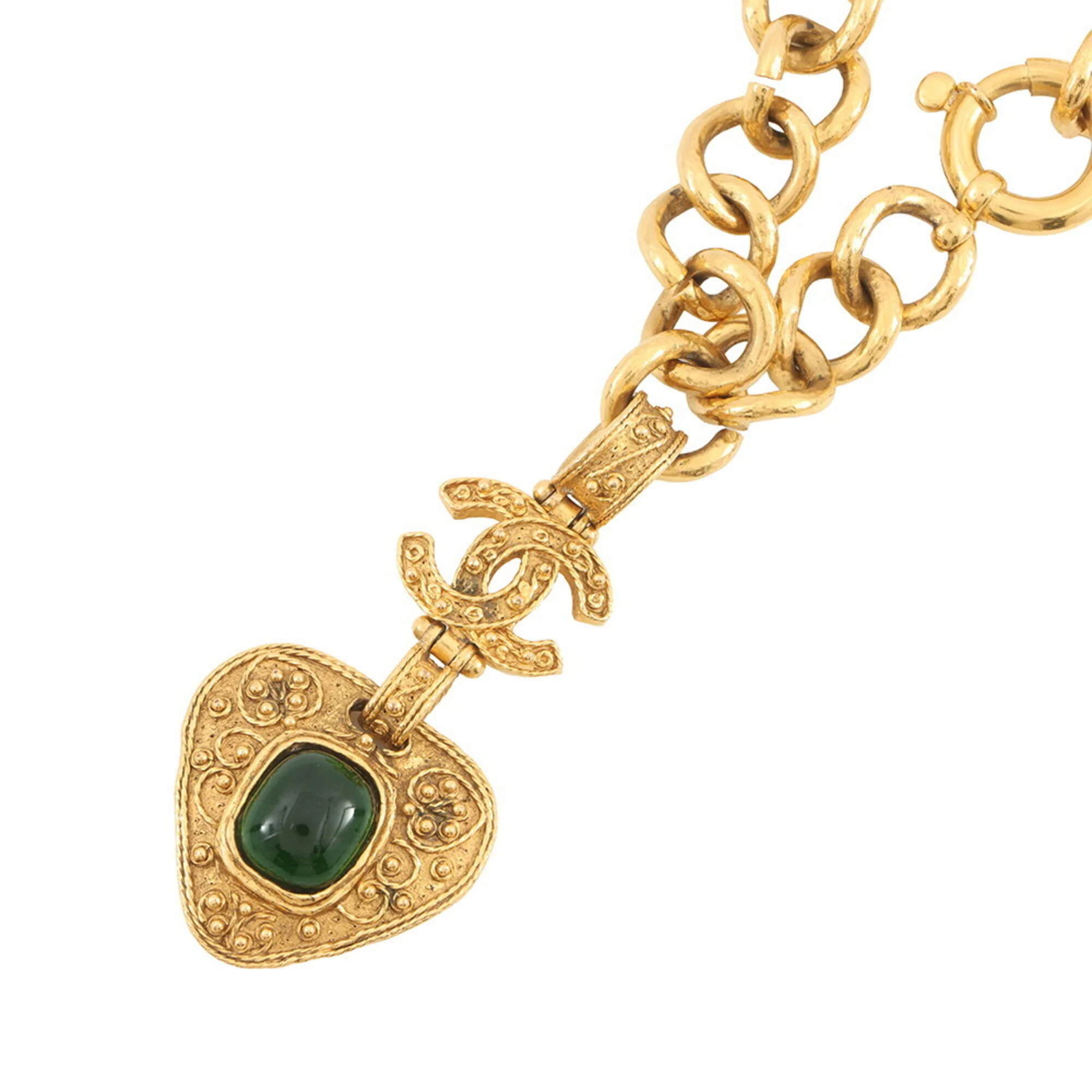 CC Logo Pendant Necklace Gold-Tone Metal
