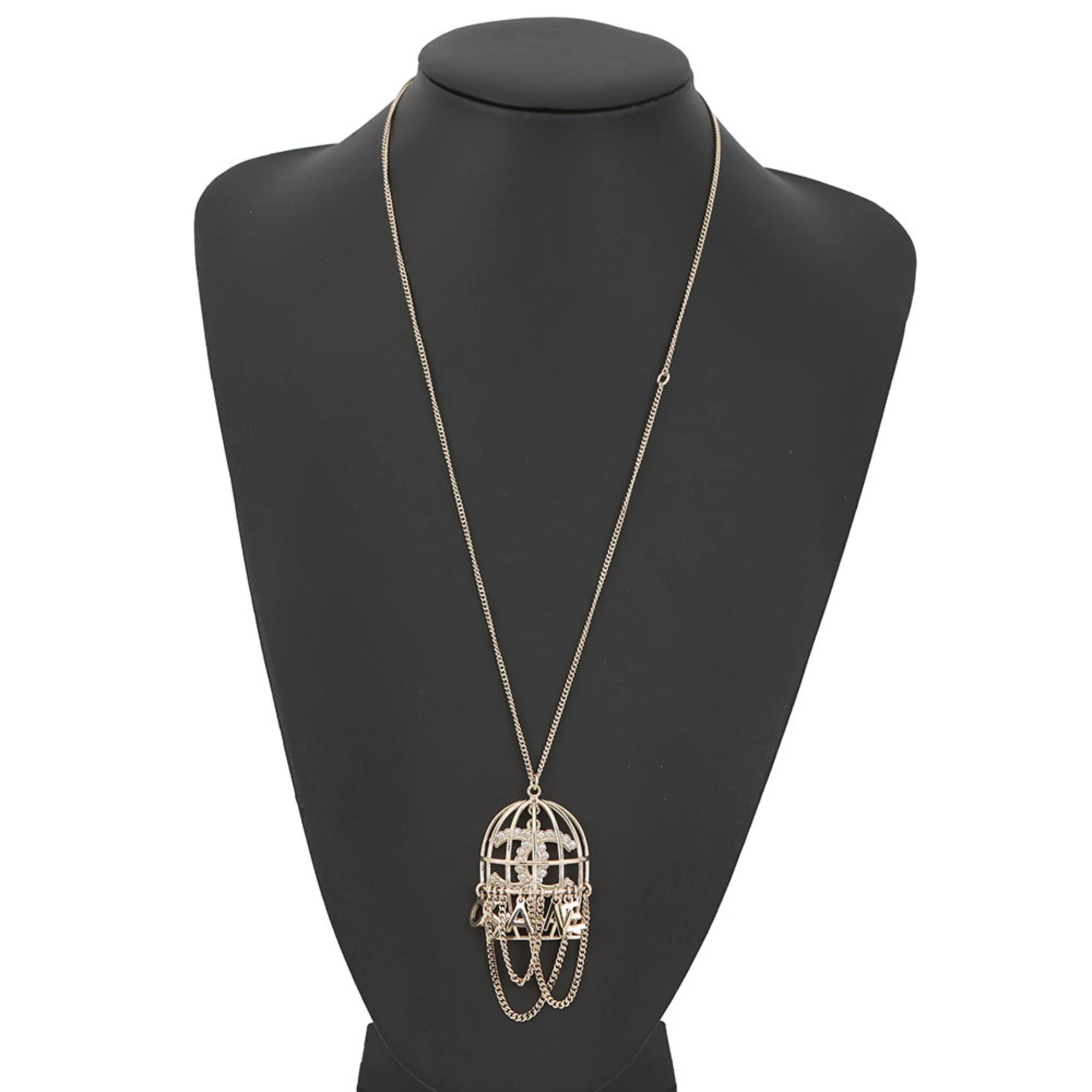 CC Logo Pendant Necklace Gold-Tone Metal - Image 4