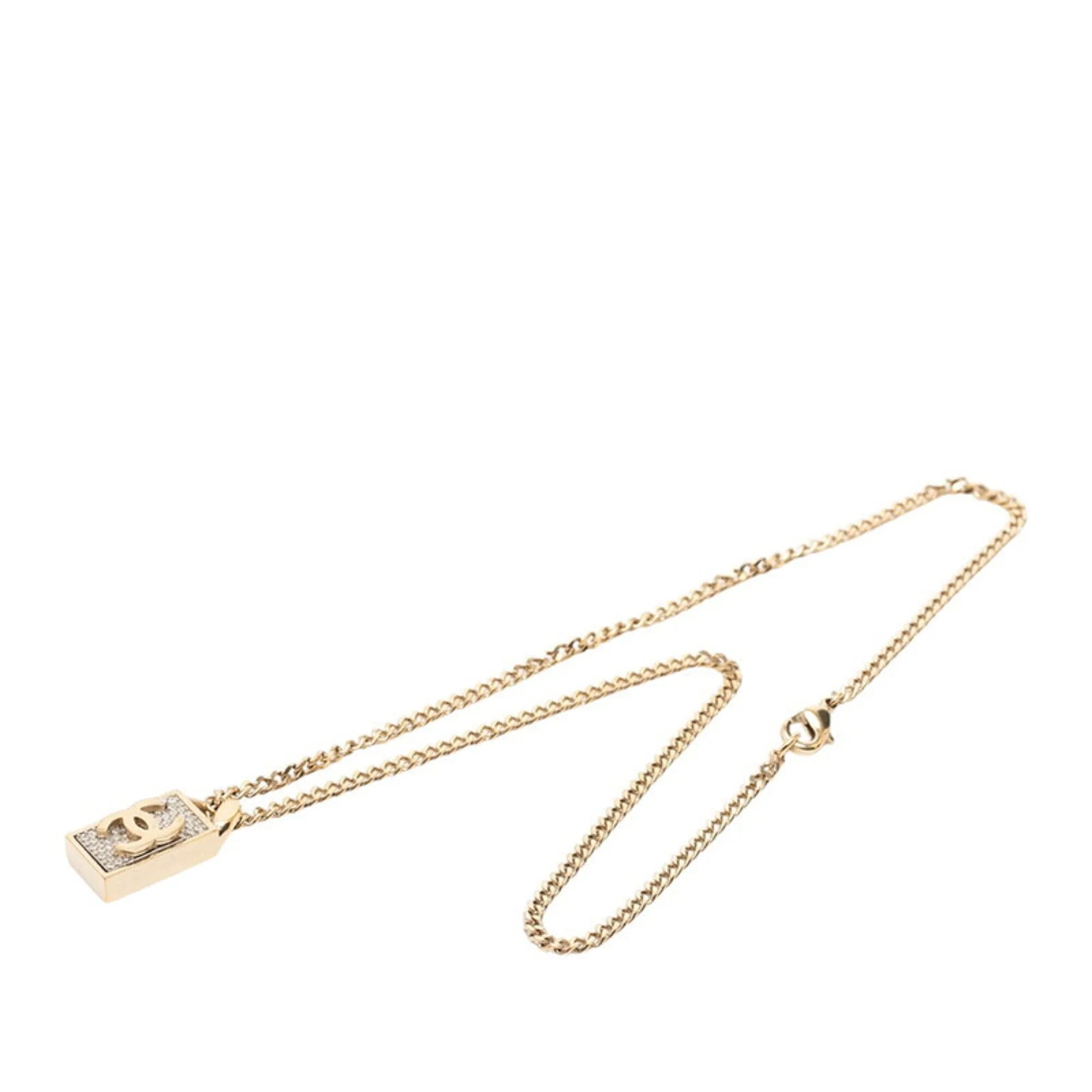 CC Logo Pendant Necklace Gold-Tone Metal - Image 3