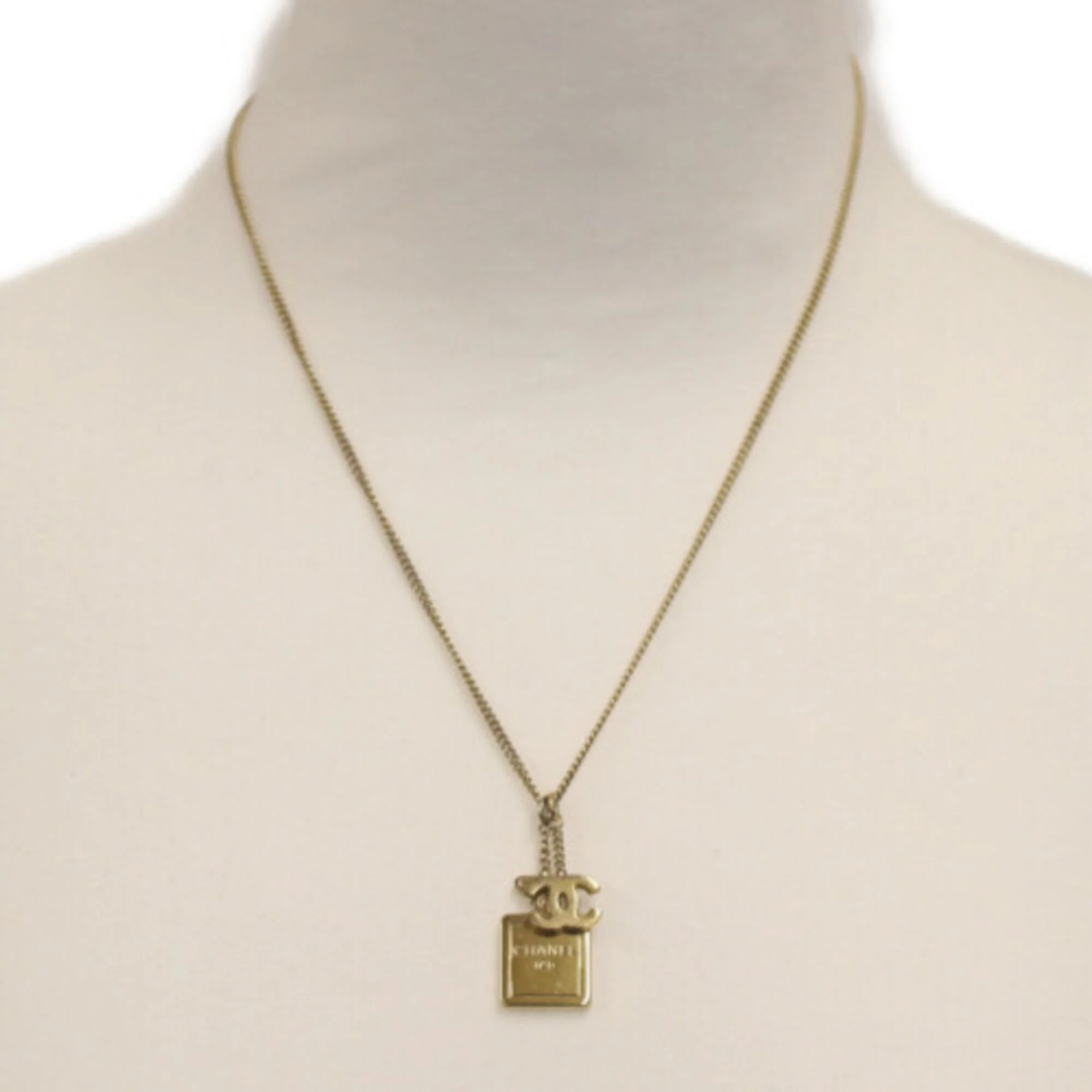 CC Logo Pendant Necklace Gold-Tone Metal - Image 9
