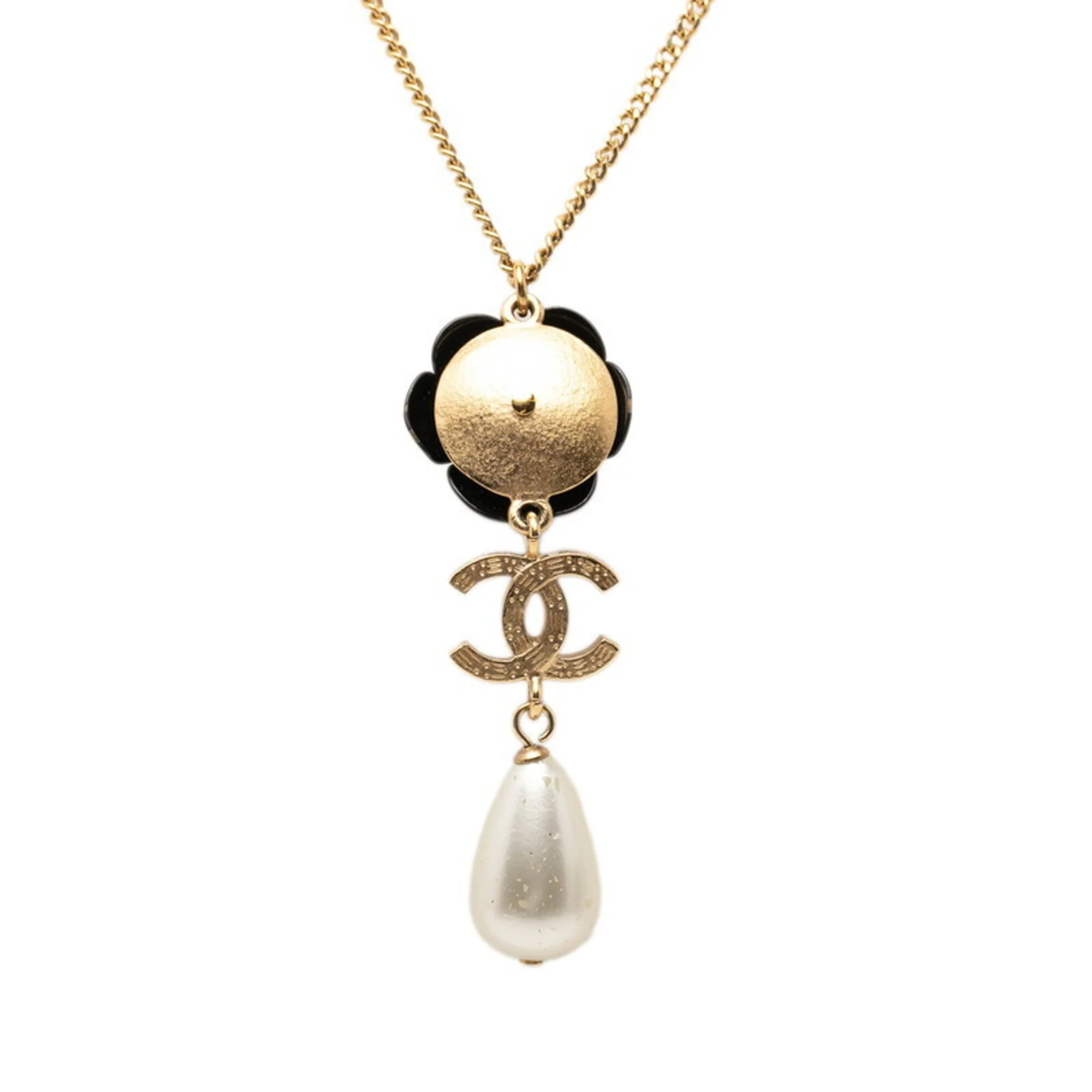 CC Logo Pendant Necklace Gold-Tone Metal - Image 2