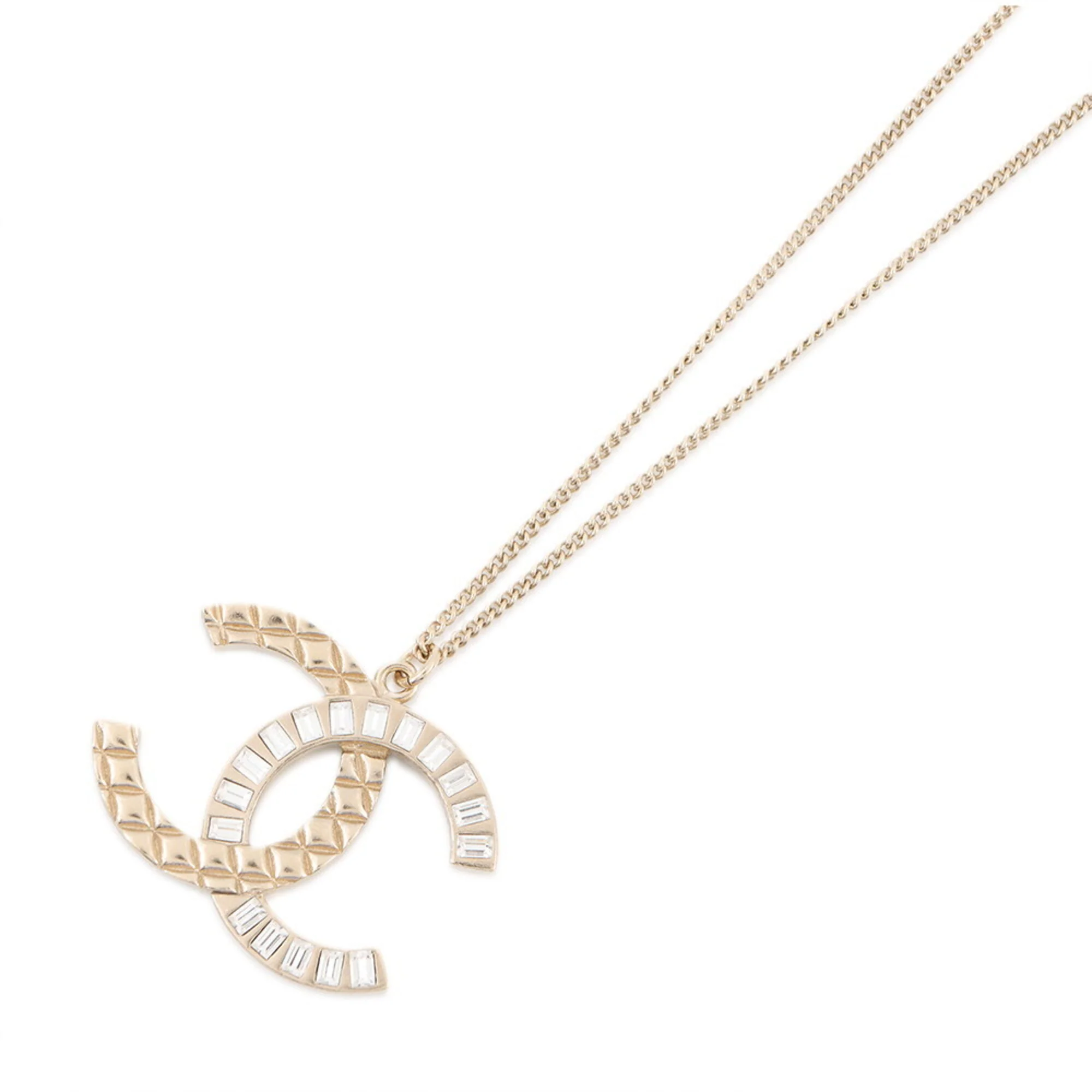 CC Logo Pendant Necklace Gold-Tone Metal