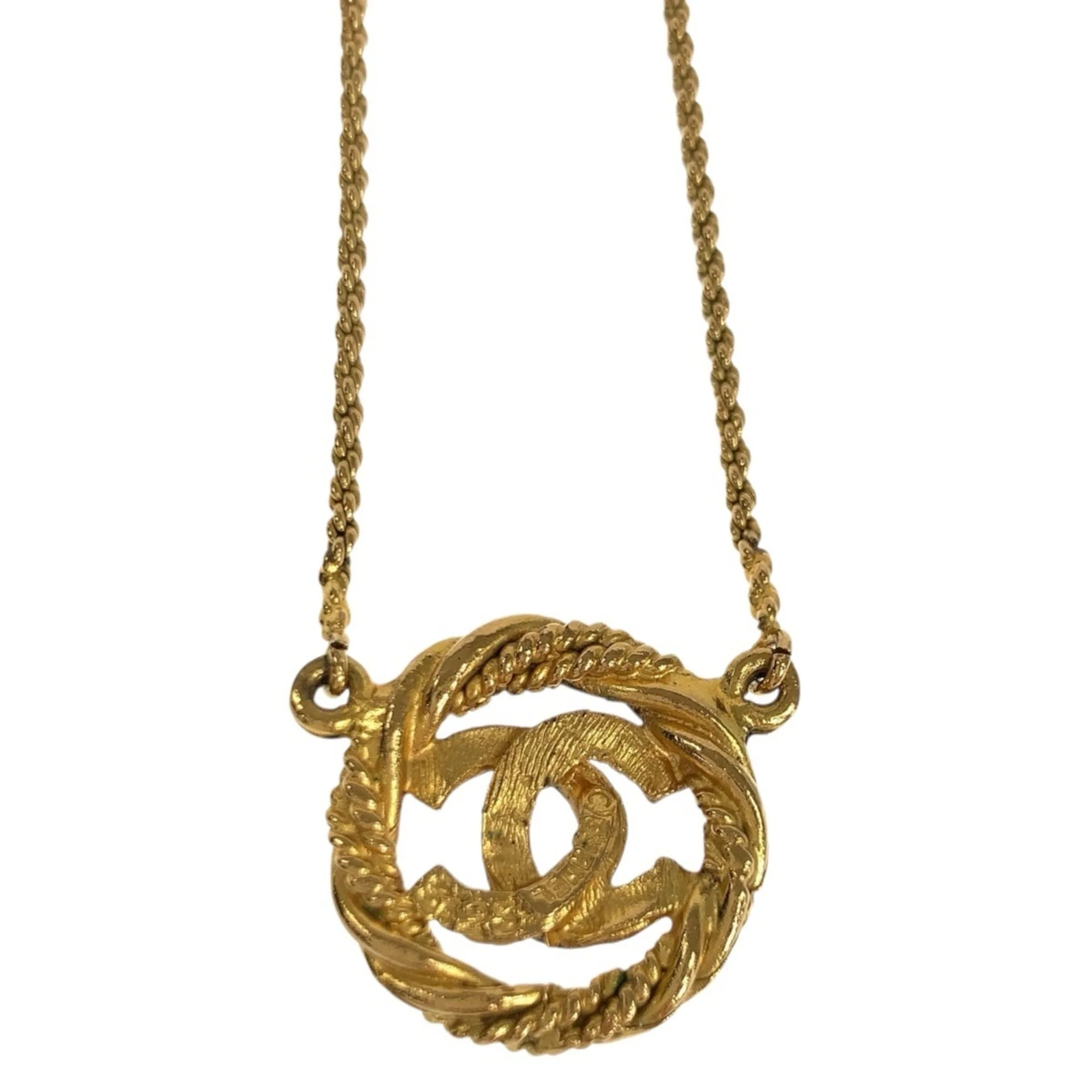 CC Logo Pendant Necklace Gold-Tone Metal - Image 2