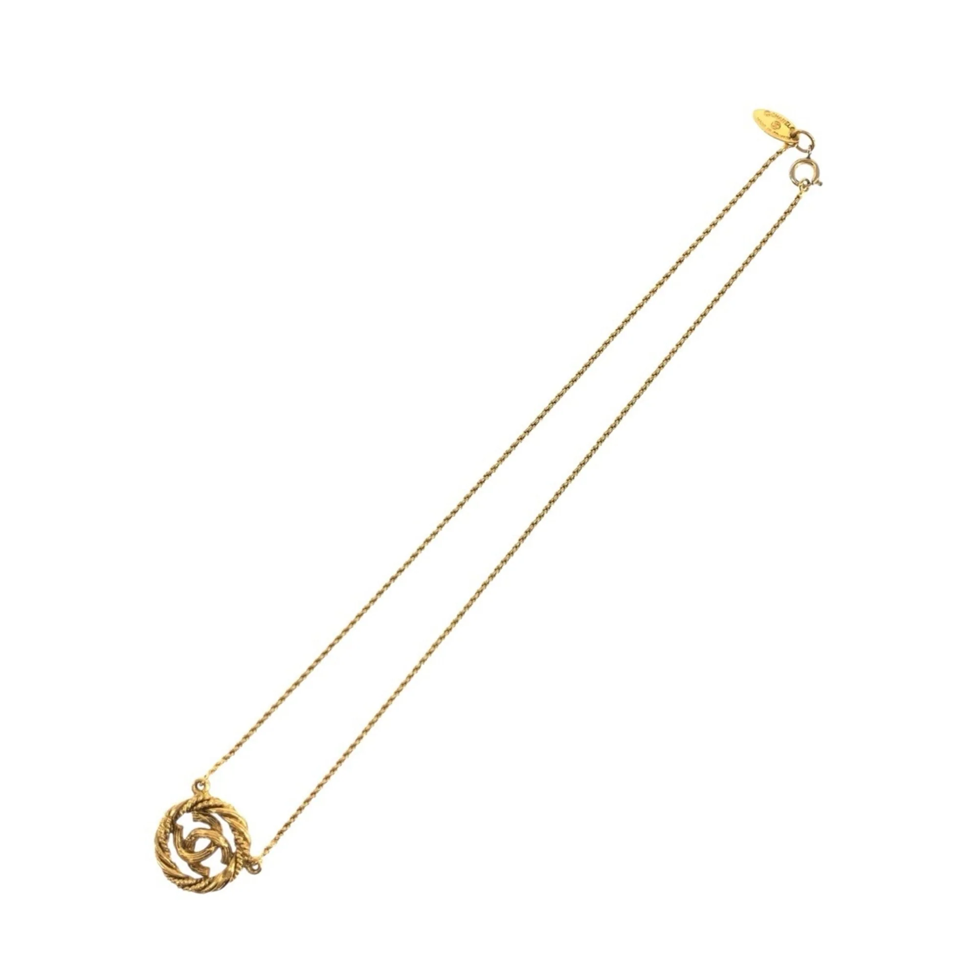 CC Logo Pendant Necklace Gold-Tone Metal - Image 5