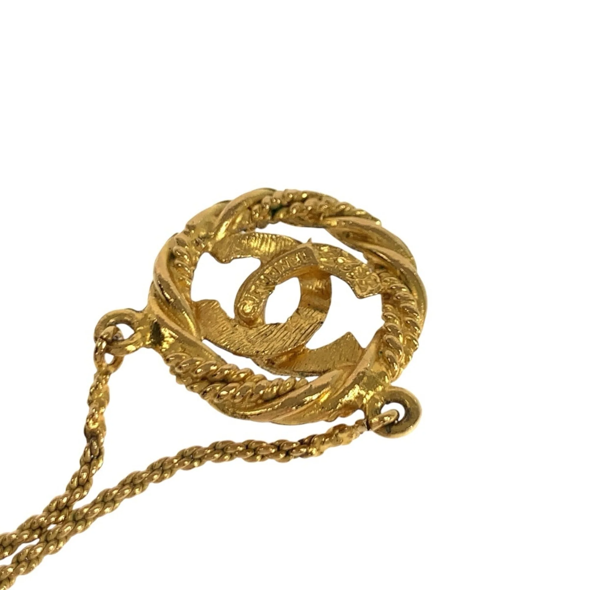 CC Logo Pendant Necklace Gold-Tone Metal - Image 7