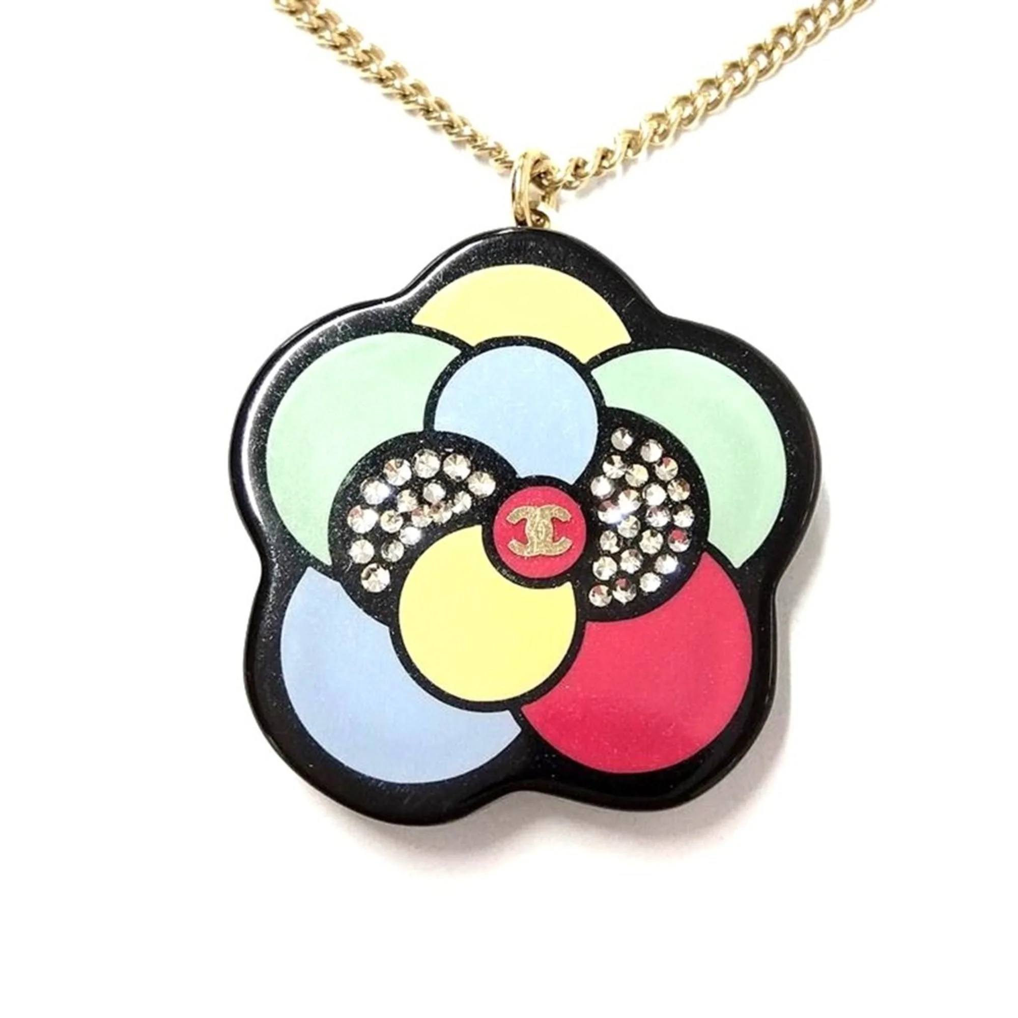 CC Logo Pendant Necklace Gold-Tone Metal
