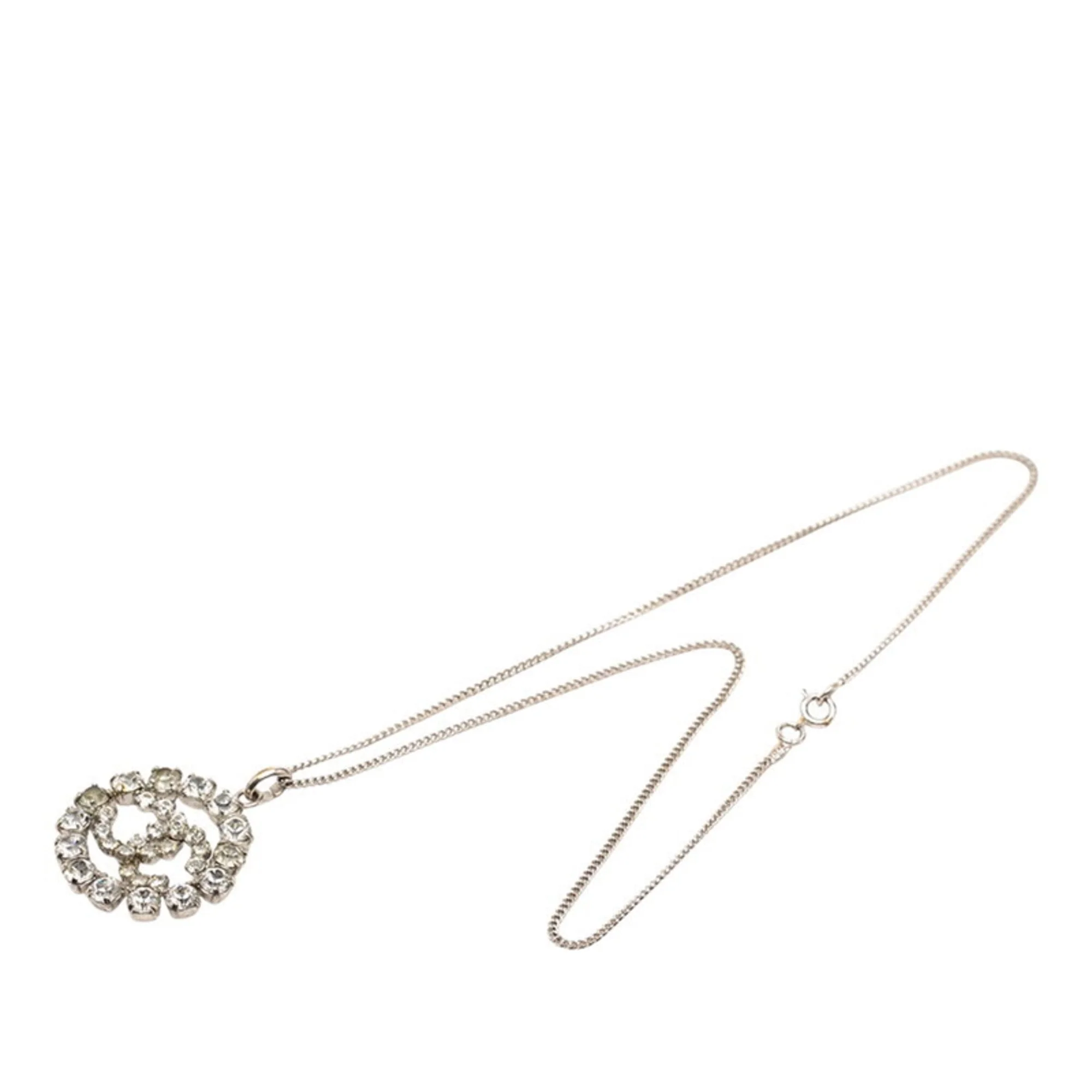 CC Logo Pendant Necklace Silver-Tone Metal