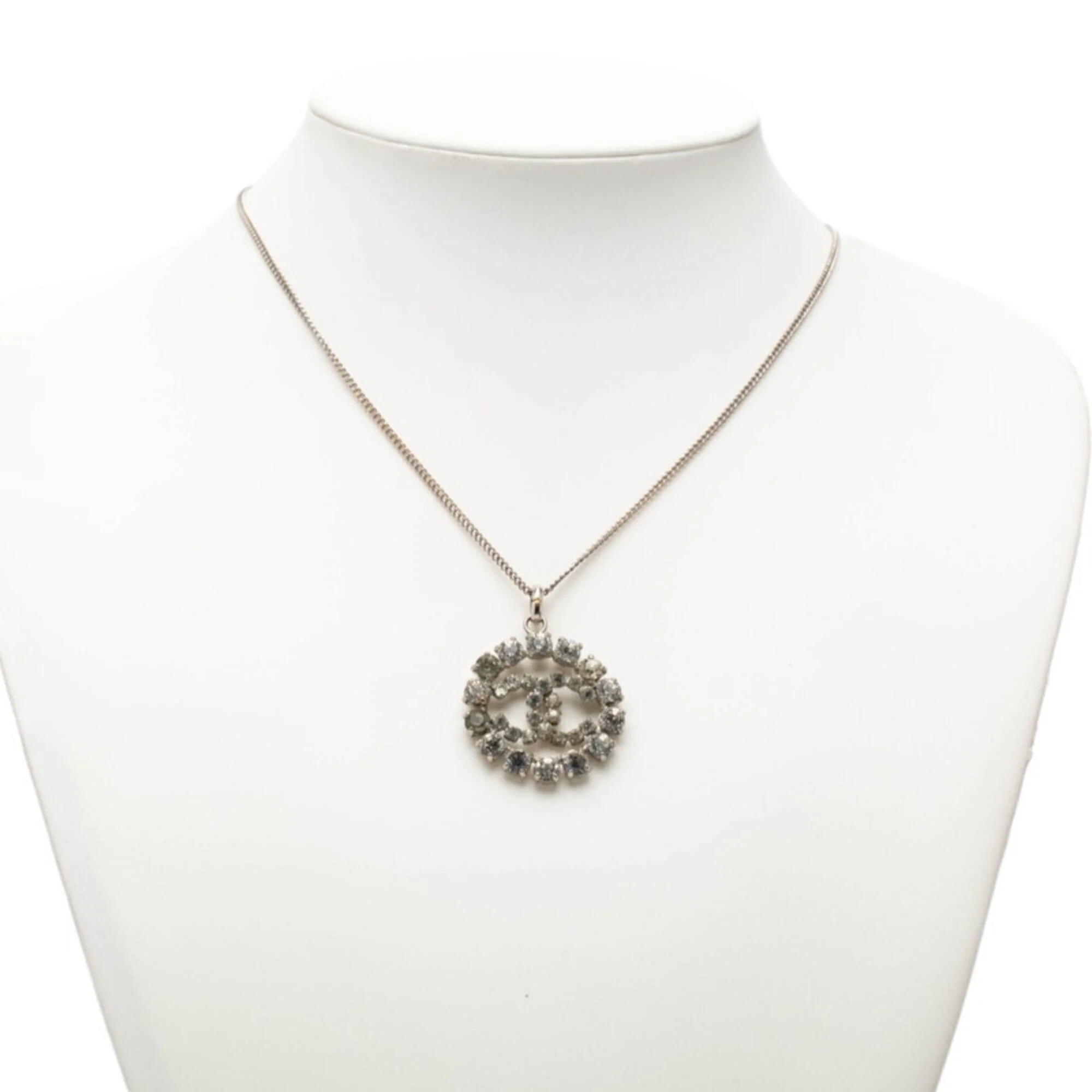 CC Logo Pendant Necklace Silver-Tone Metal - Image 5
