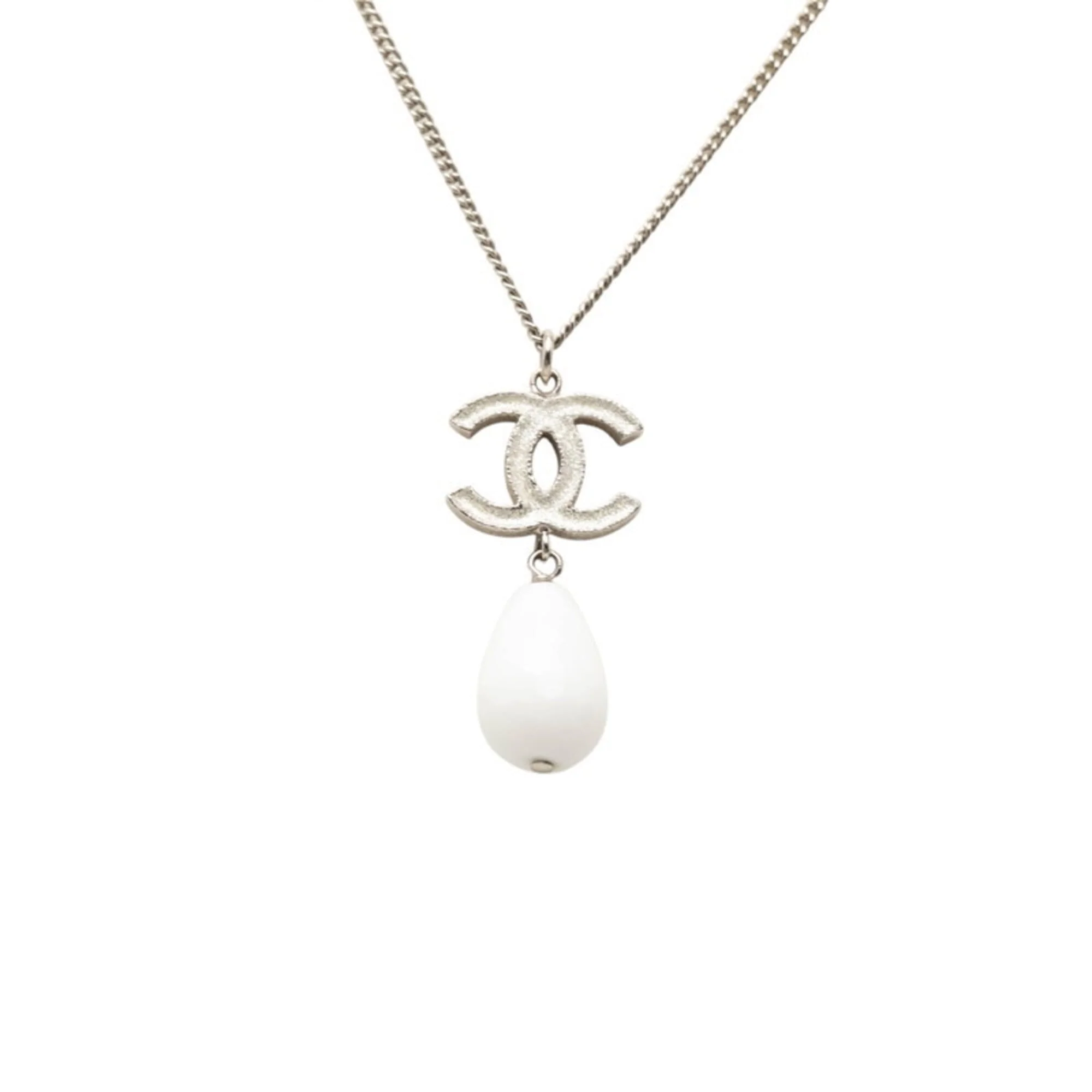 CC Logo Pendant Necklace Silver-Tone Metal - Image 2