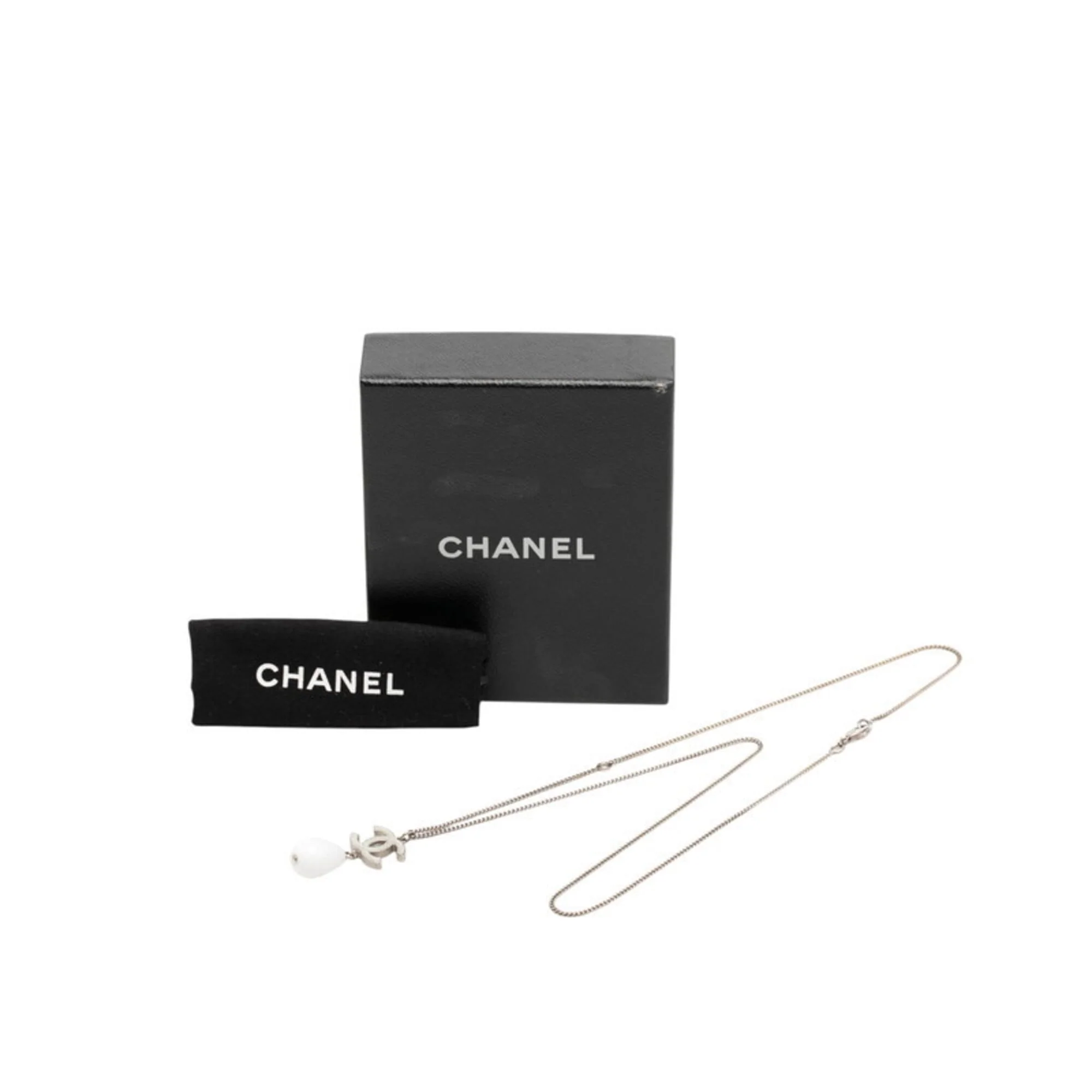 CC Logo Pendant Necklace Silver-Tone Metal - Image 6