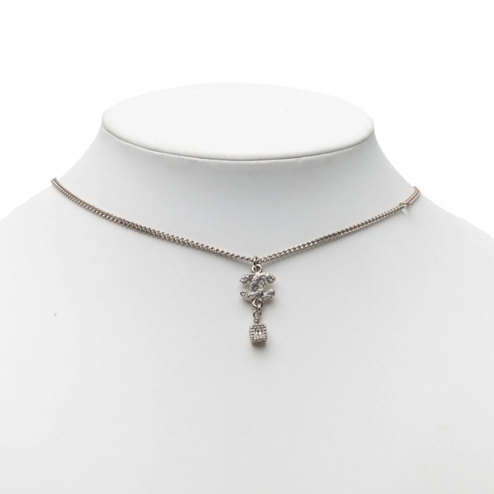 CC Logo Pendant Necklace Silver-Tone Metal - Image 6