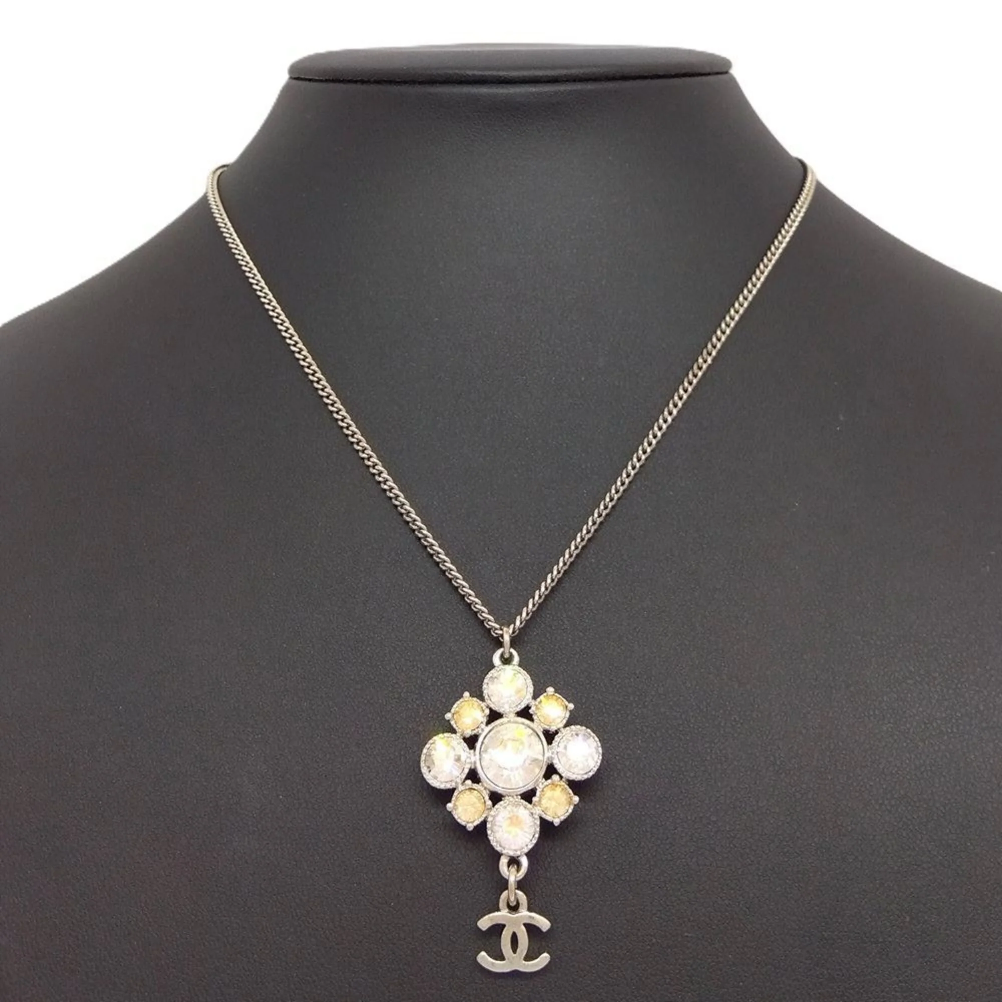 CC Logo Pendant Necklace Silver-Tone Metal - Image 3