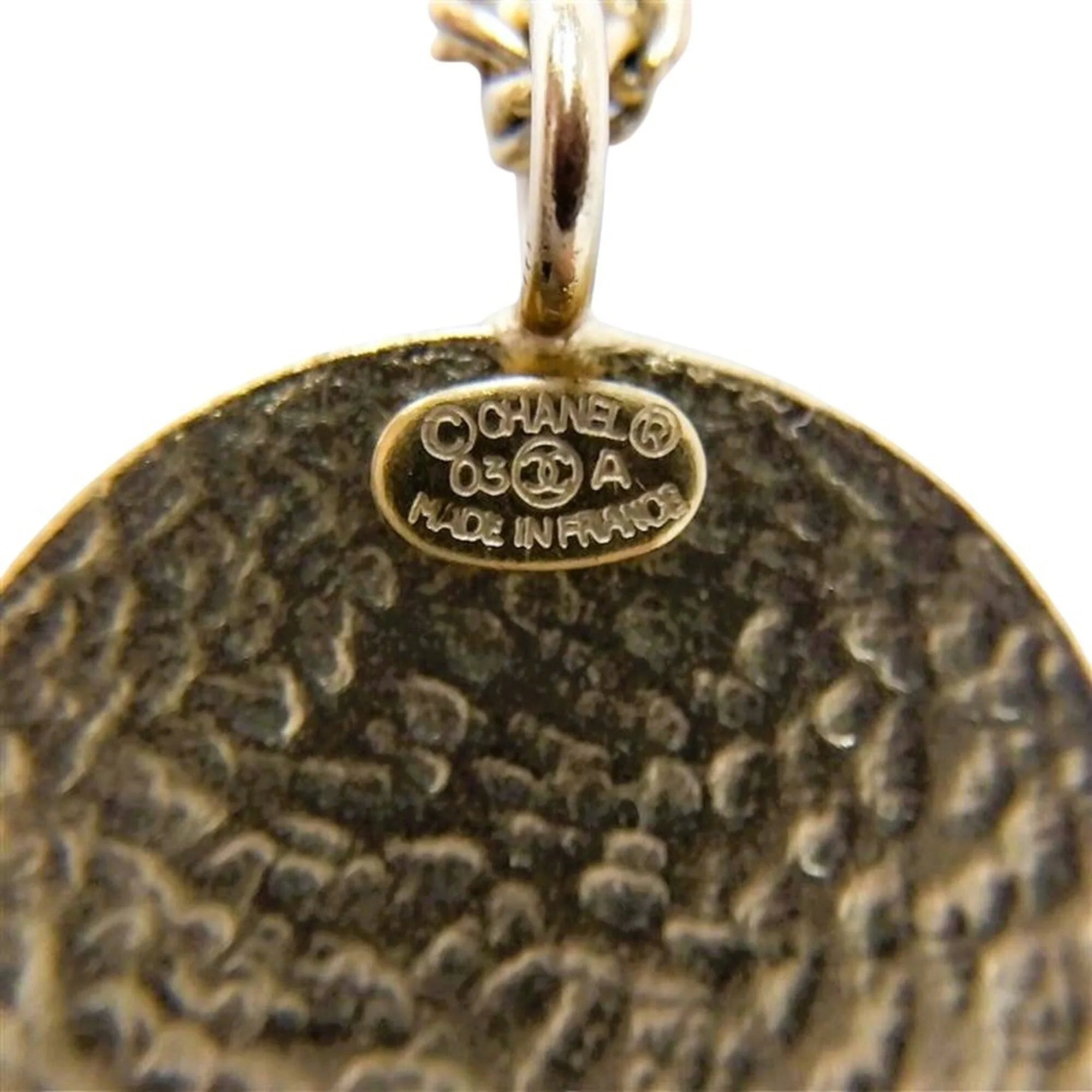 CC Logo Round Pendant Necklace Gold-Tone Metal - Image 6