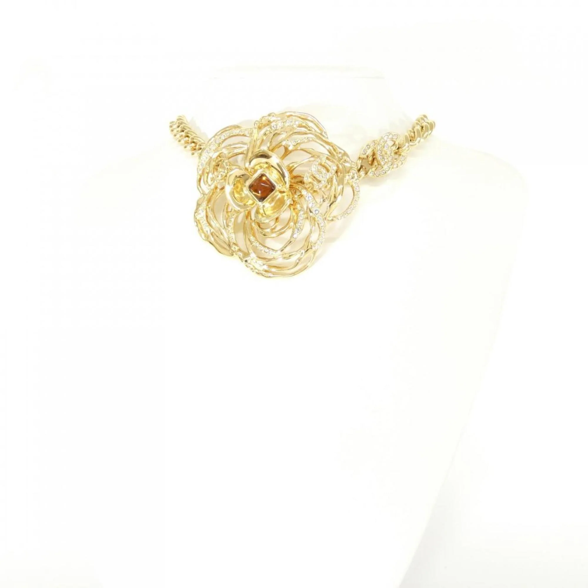 Choker Necklace Metal Brown and Gold with Crystal - Image 5