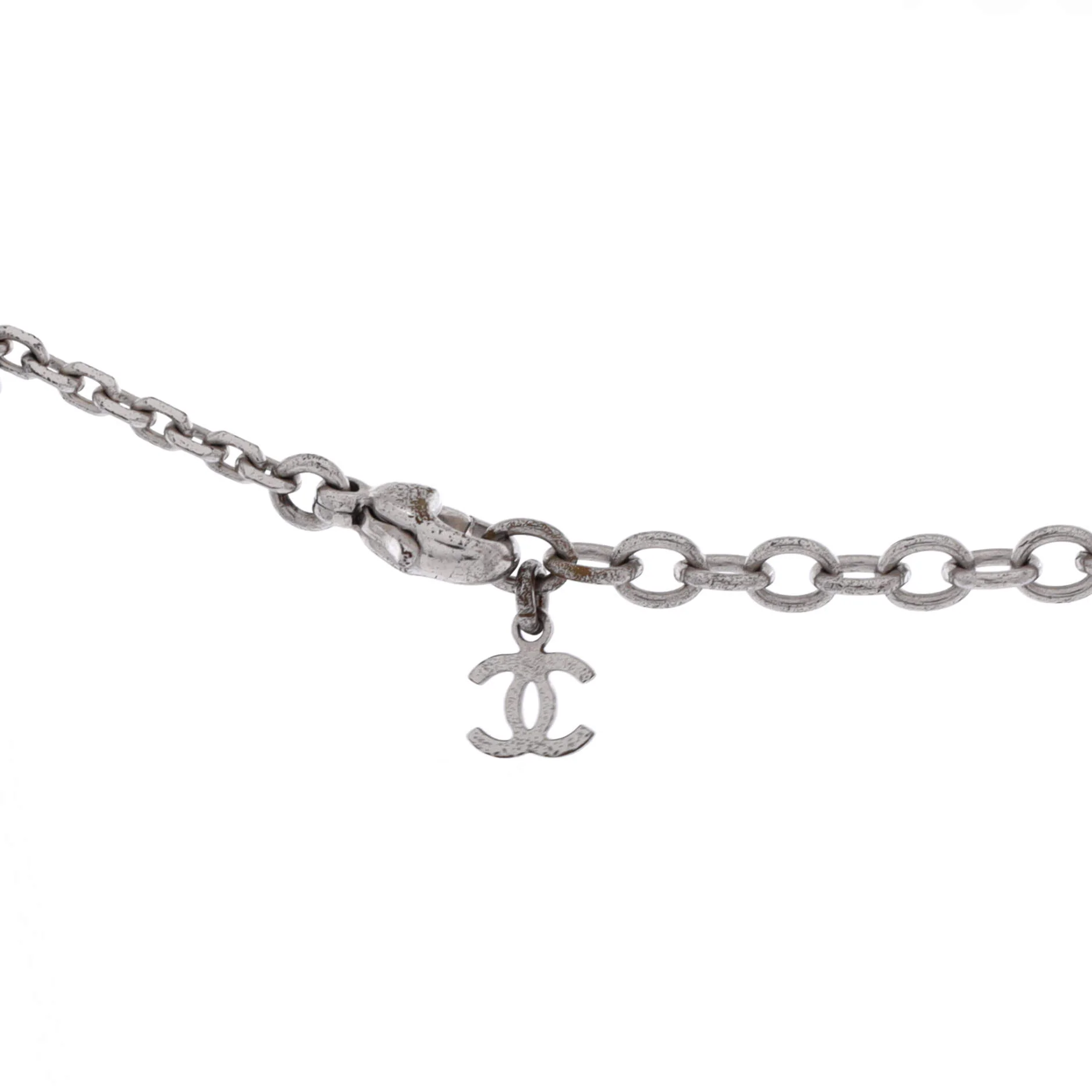 Coco Mark Circle Pendant Necklace Metal with Resin and Crystals - Image 3