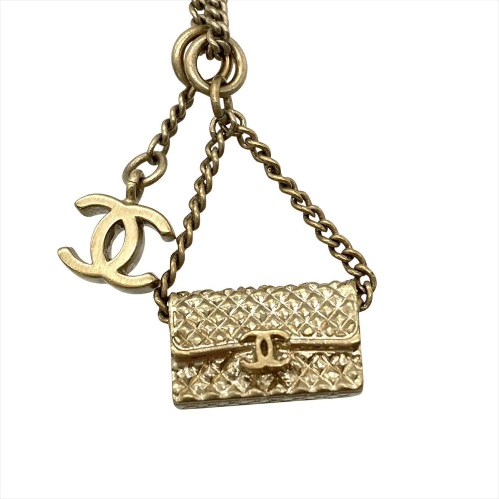 Matelassé Handbag Motif Pendant Necklace Metal - Image 3