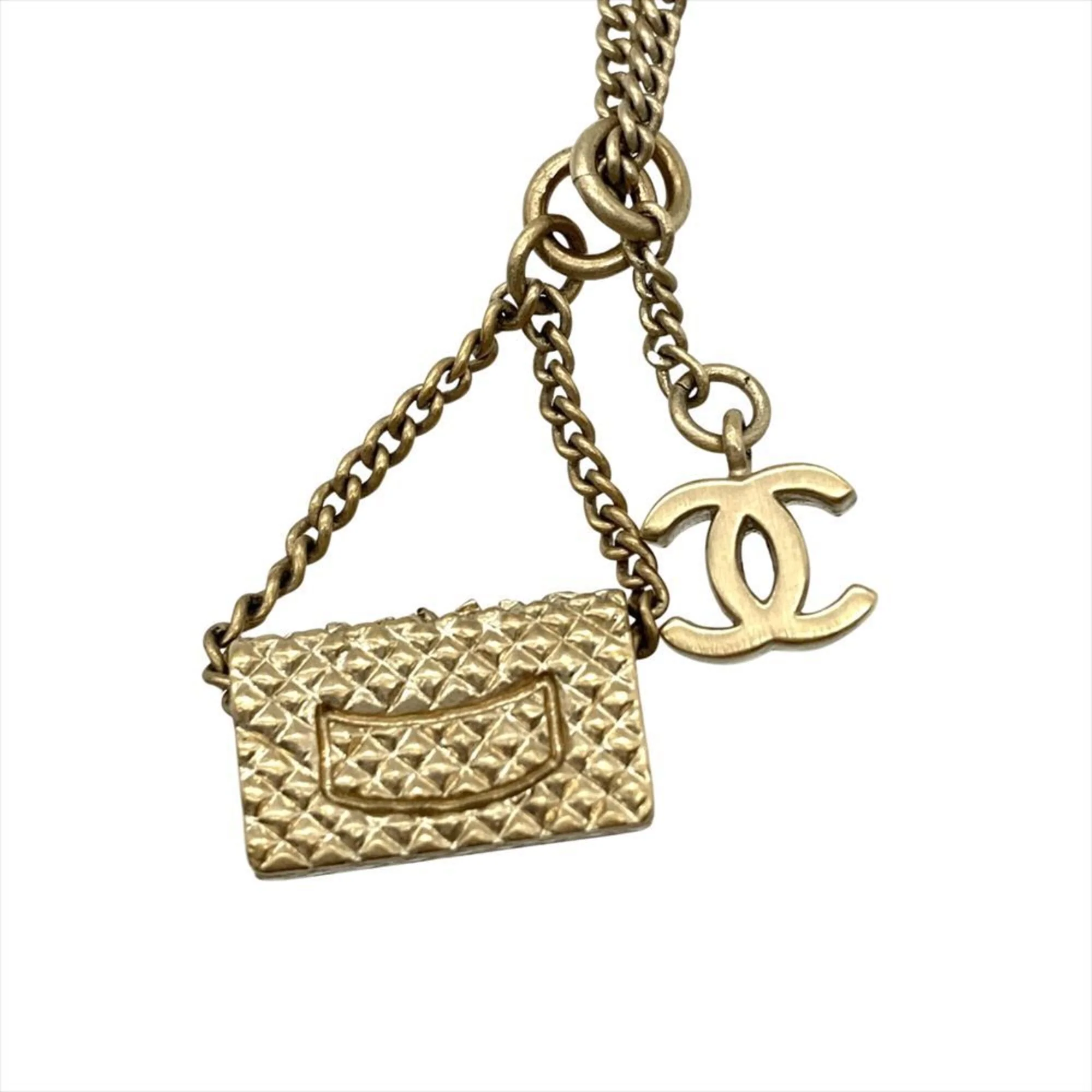 Matelassé Handbag Motif Pendant Necklace Metal - Image 4