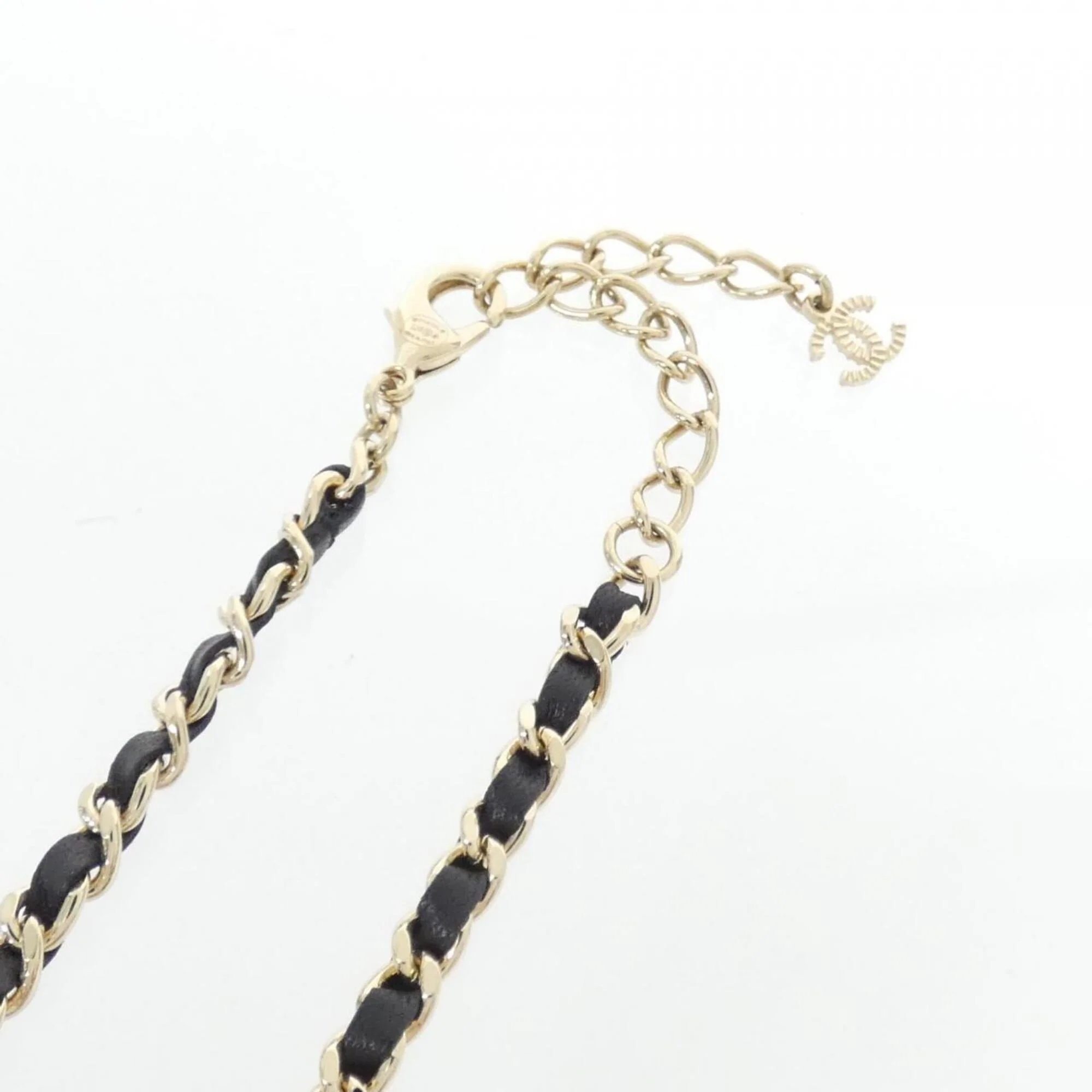 Necklace Leather Black Gold And White - Image 4