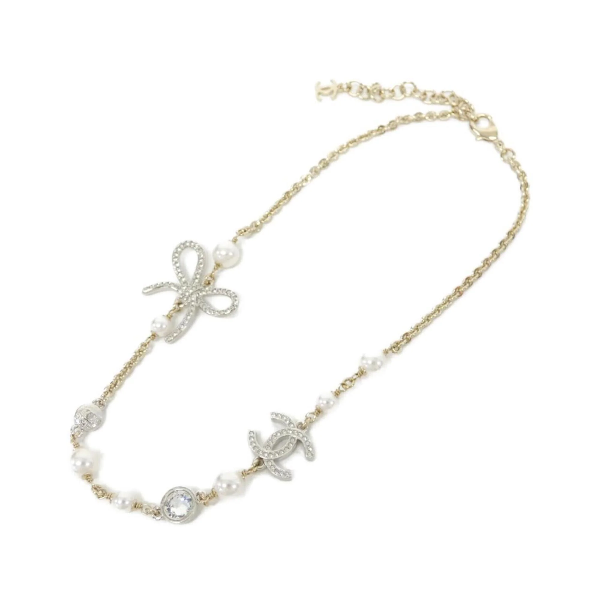 Pendant Necklace Artificial Pearl Gold and White - Image 2